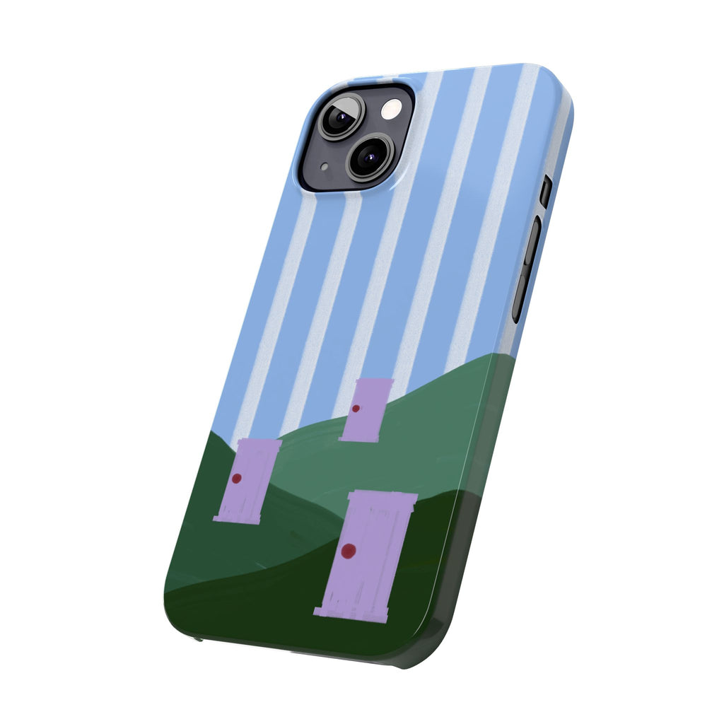 Slim Phone Case — Whimsical Purple Doorway on Green Hills Backrooms-Inspired