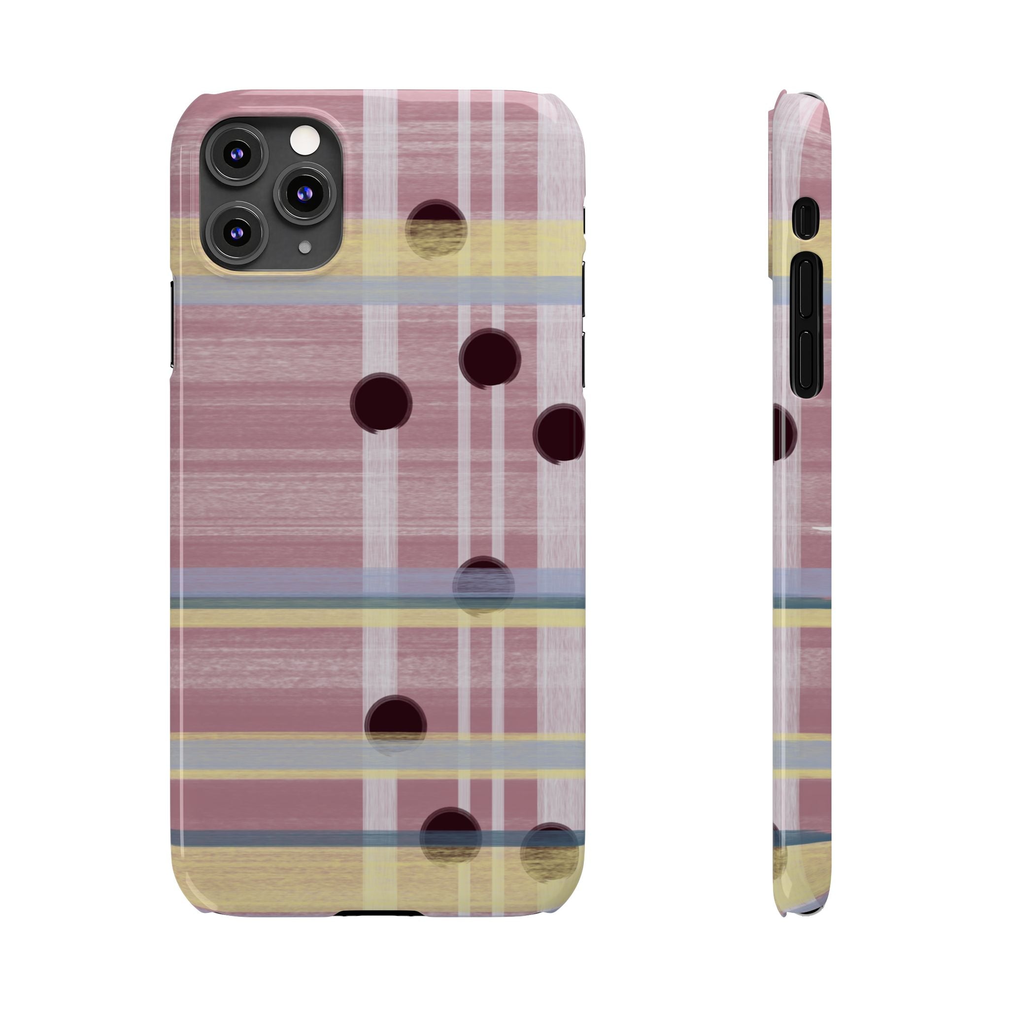 Slim Phone Case — Pink Plaid with Polka Dot Accent SATC Inspired