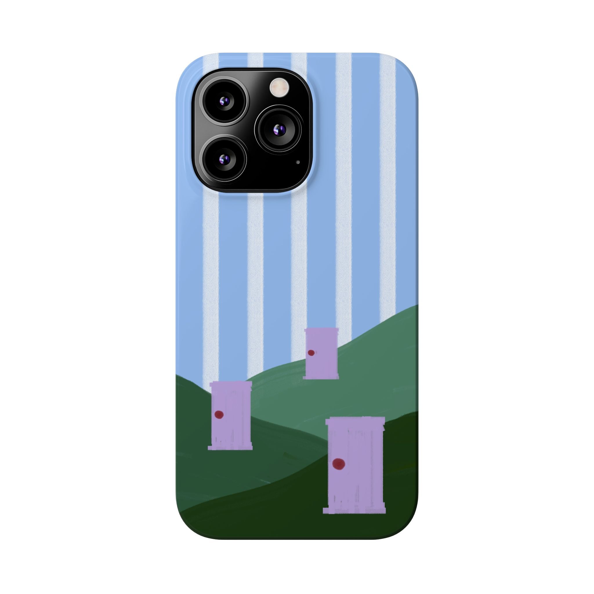 Slim Phone Case — Whimsical Purple Doorway on Green Hills Backrooms-Inspired