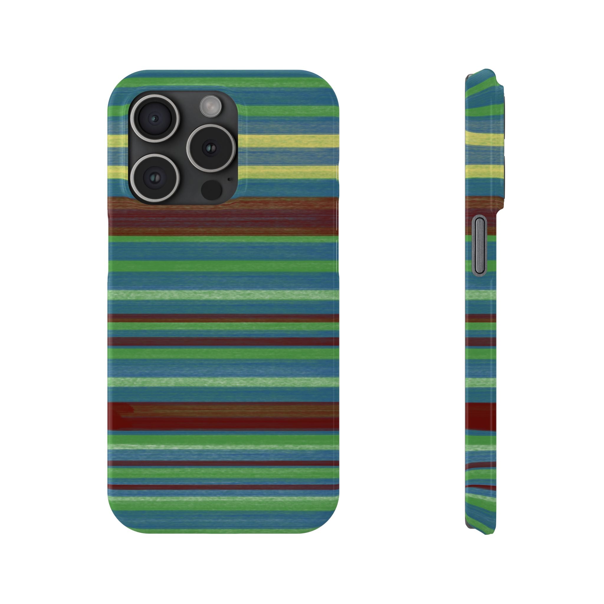 Striped Green Slim Phone Case — Blue & Teal Horizontal Stripes SATC Inspired