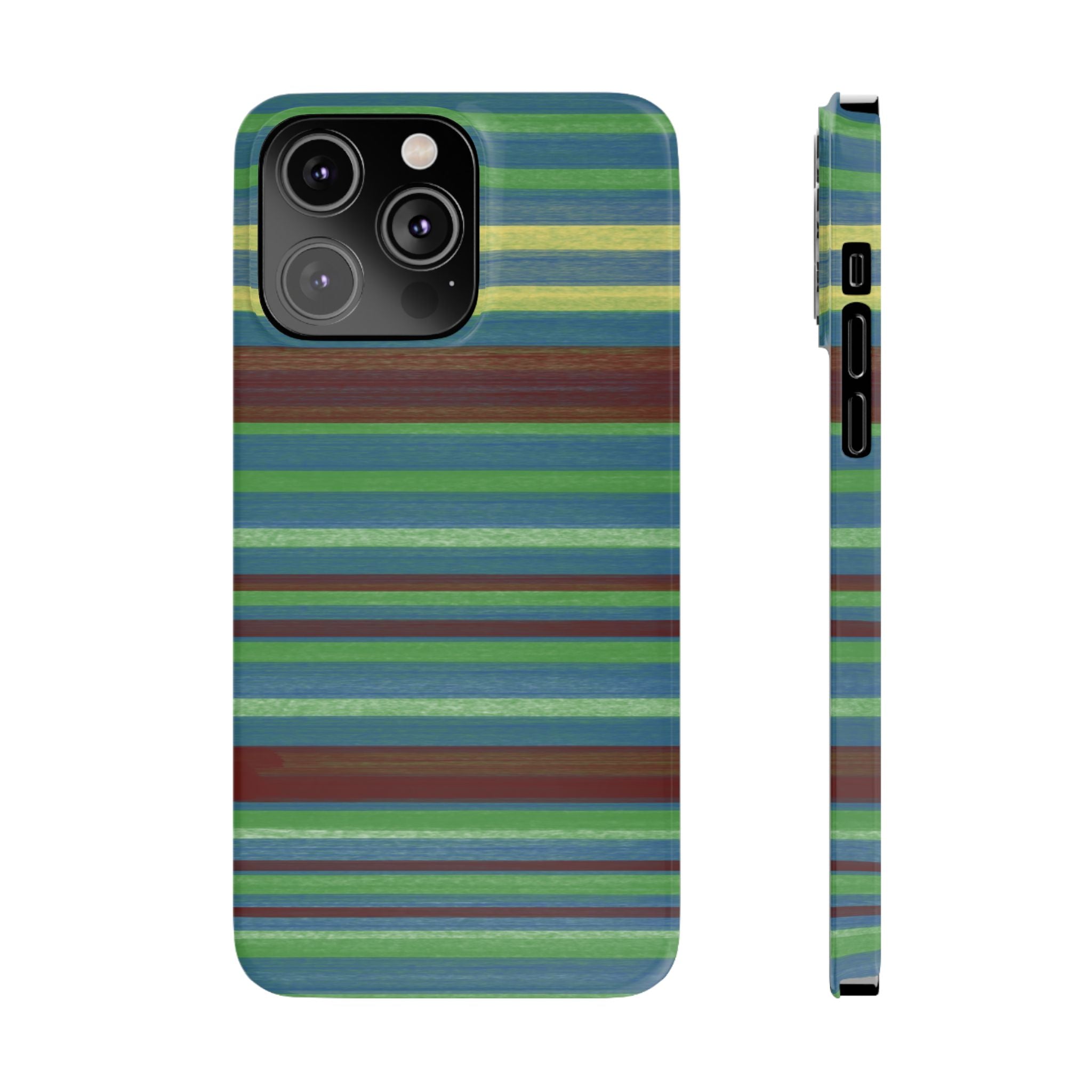 Striped Green Slim Phone Case — Blue & Teal Horizontal Stripes SATC Inspired