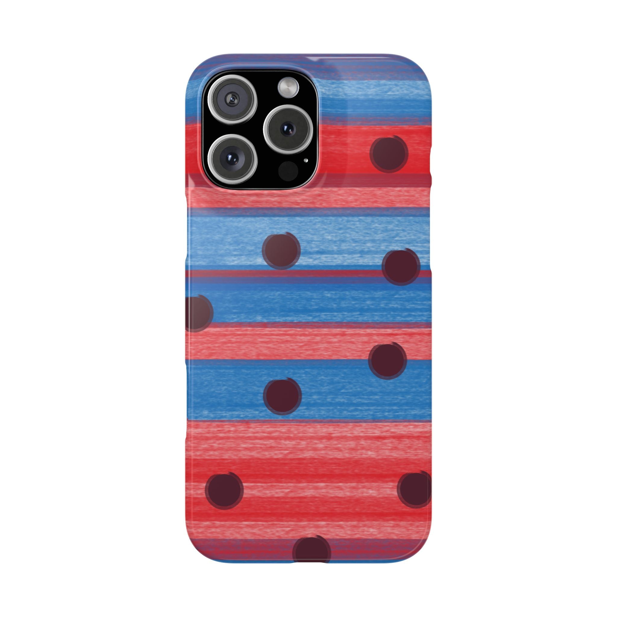 Slim Phone Case — Red & Blue Striped Polka Dot Pattern SATC Inspired