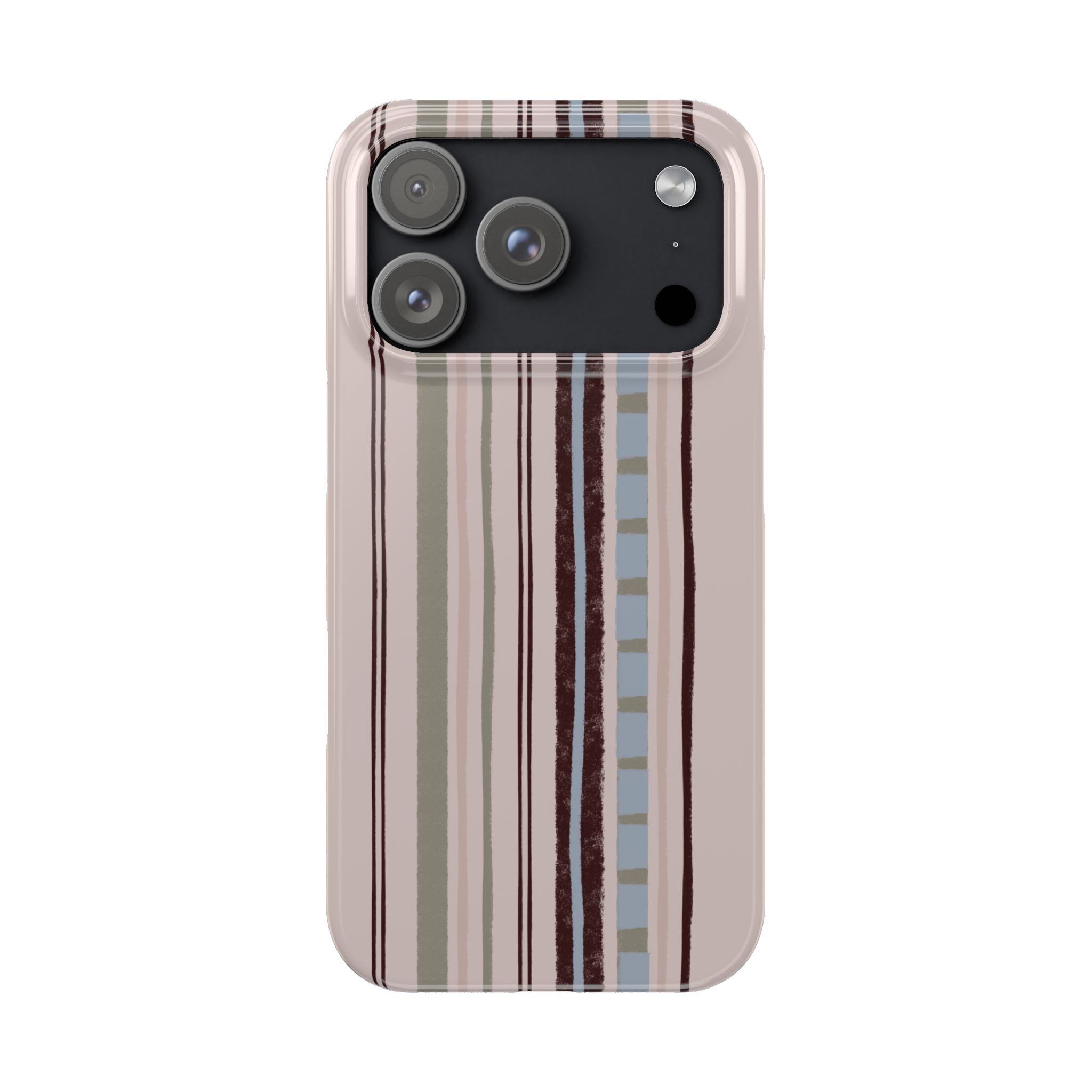 Slim Phone Case — Vintage Striped Pattern, Neutral Earthtone Protective Cover