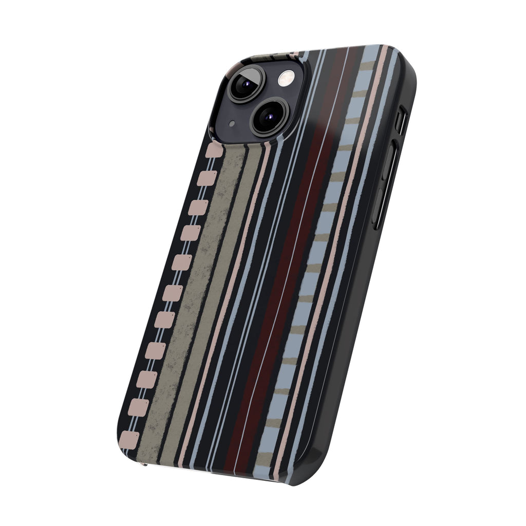 Slim Phone Case — Vintage Striped Pattern, Neutral Earthtone Protective Cover