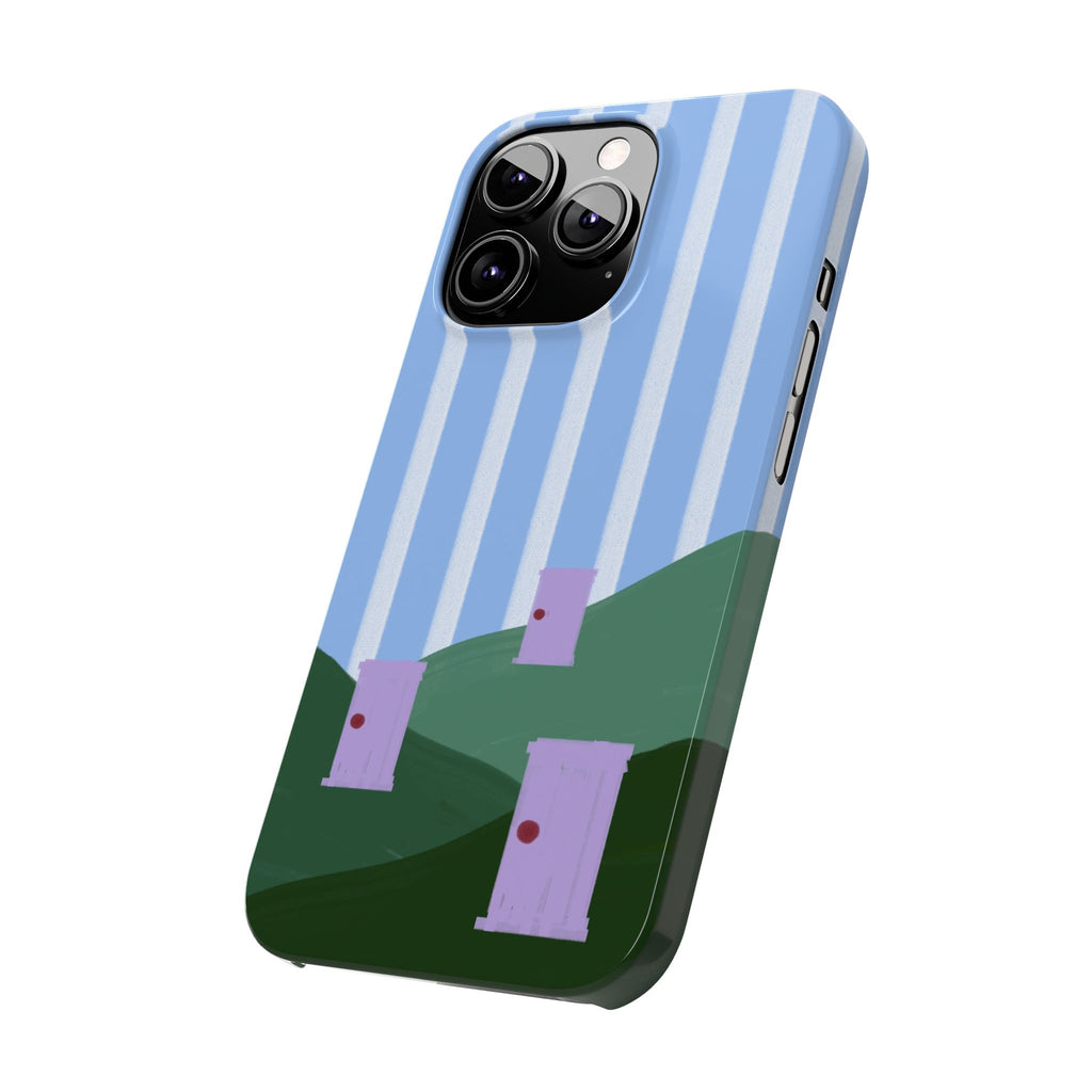 Slim Phone Case — Whimsical Purple Doorway on Green Hills Backrooms-Inspired