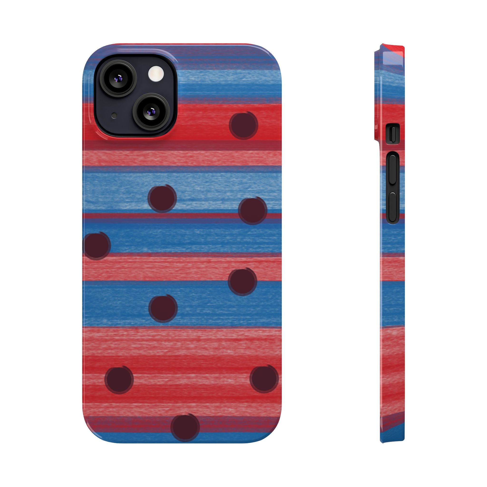 Slim Phone Case — Red & Blue Striped Polka Dot Pattern SATC Inspired