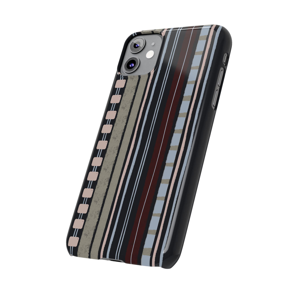 Slim Phone Case — Vintage Striped Pattern, Neutral Earthtone Protective Cover