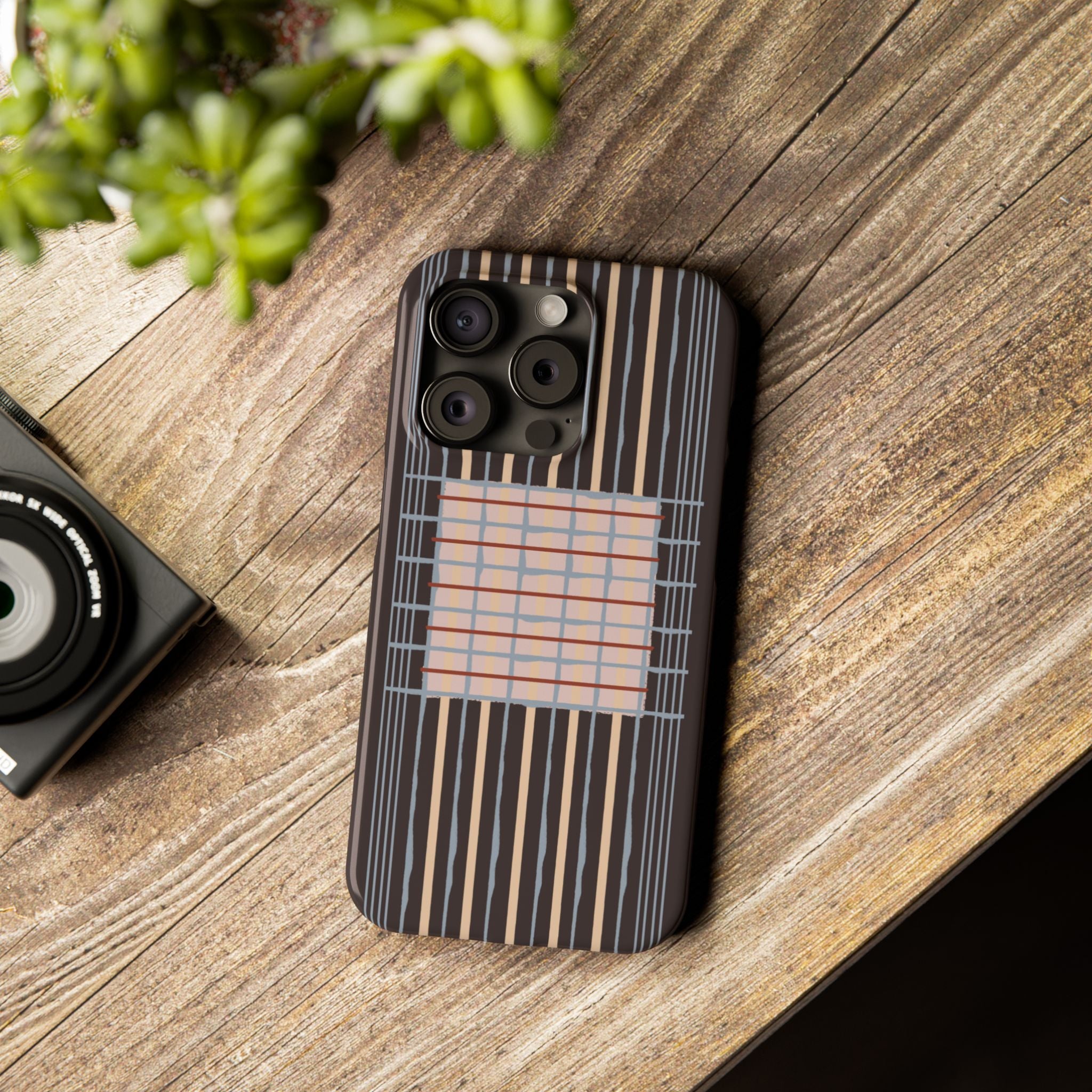 Slim Phone Case — Modern Geometric Stripe Pattern