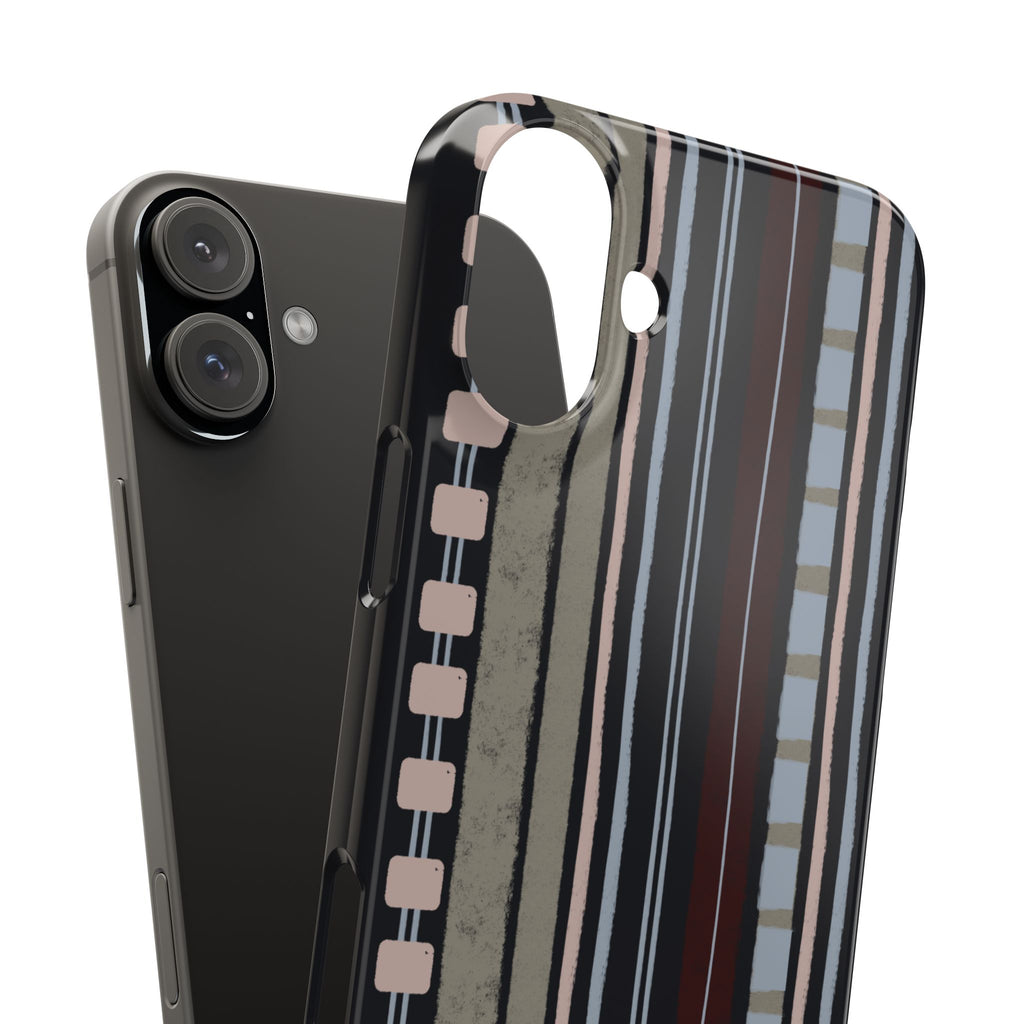 Slim Phone Case — Vintage Striped Pattern, Neutral Earthtone Protective Cover