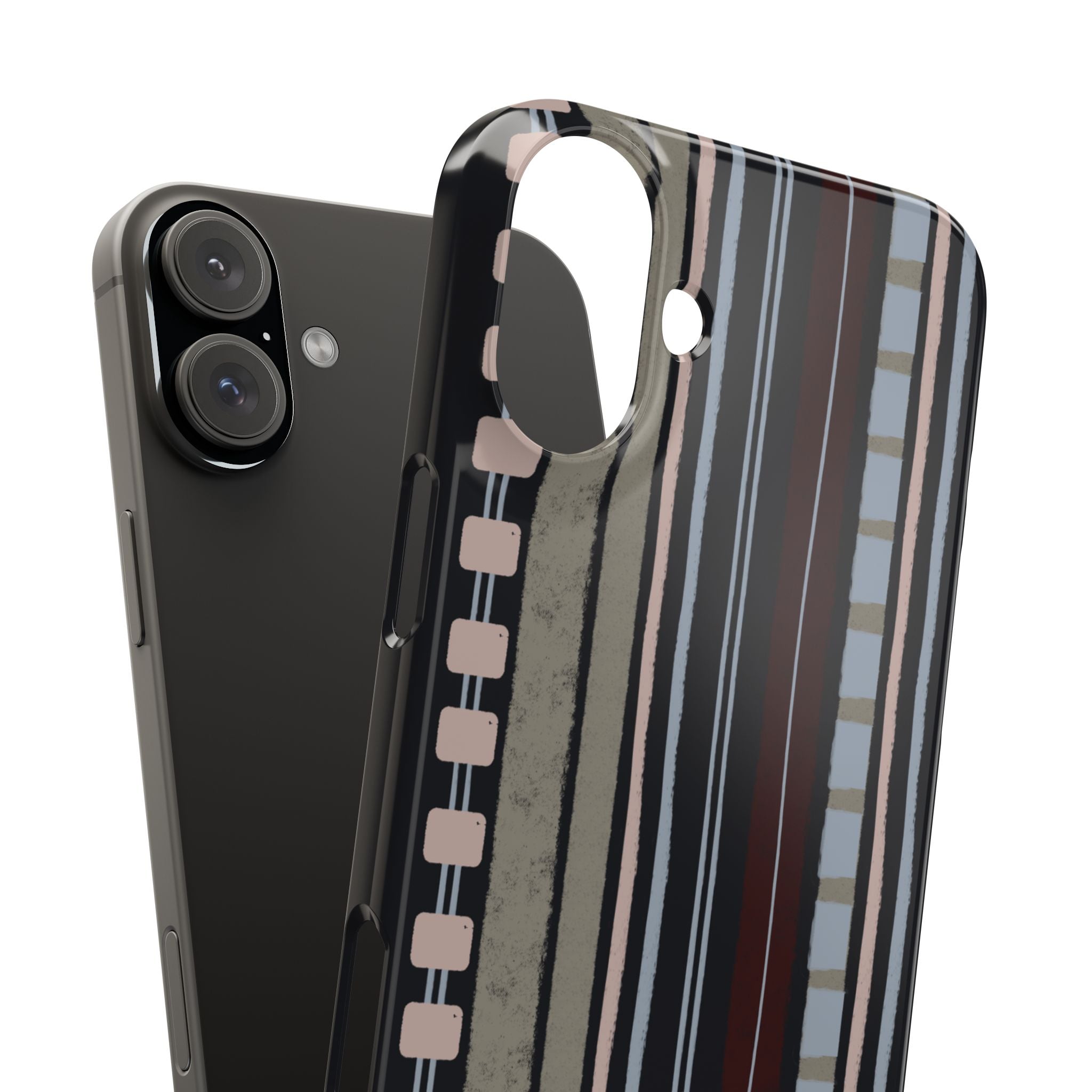Slim Phone Case — Vintage Striped Pattern, Neutral Earthtone Protective Cover