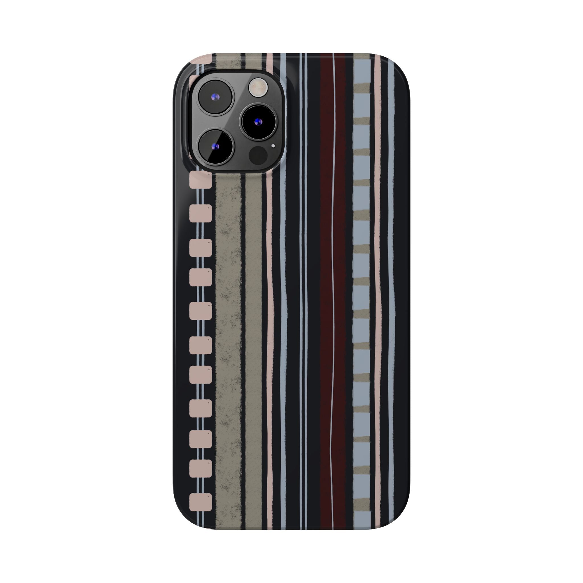 Slim Phone Case — Vintage Striped Pattern, Neutral Earthtone Protective Cover