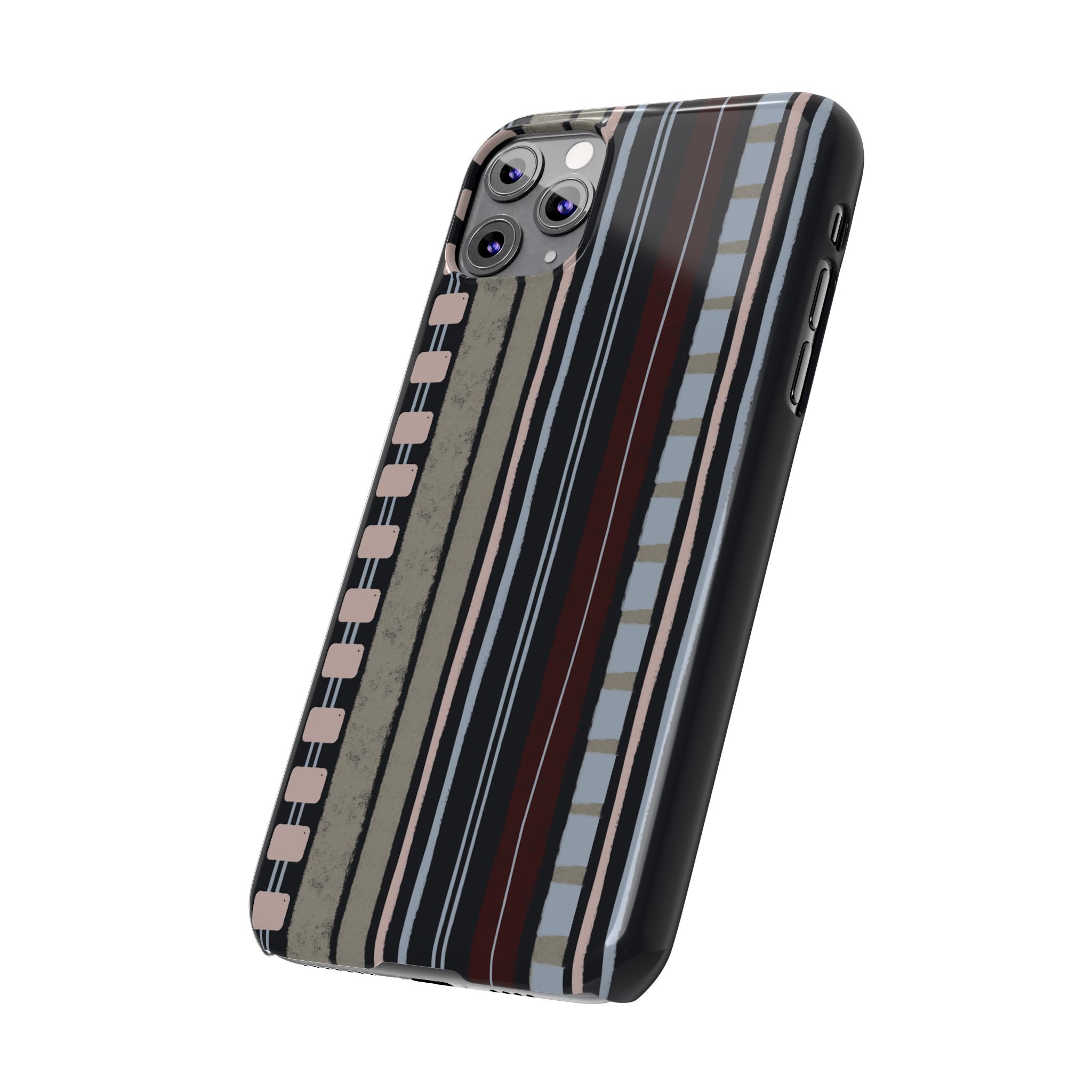 Slim Phone Case — Vintage Striped Pattern, Neutral Earthtone Protective Cover