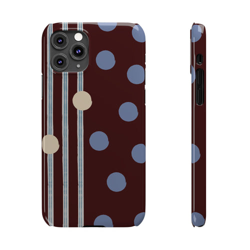 Polka Dot & Stripe Slim Phone Case — Burgundy Blue Retro Pattern