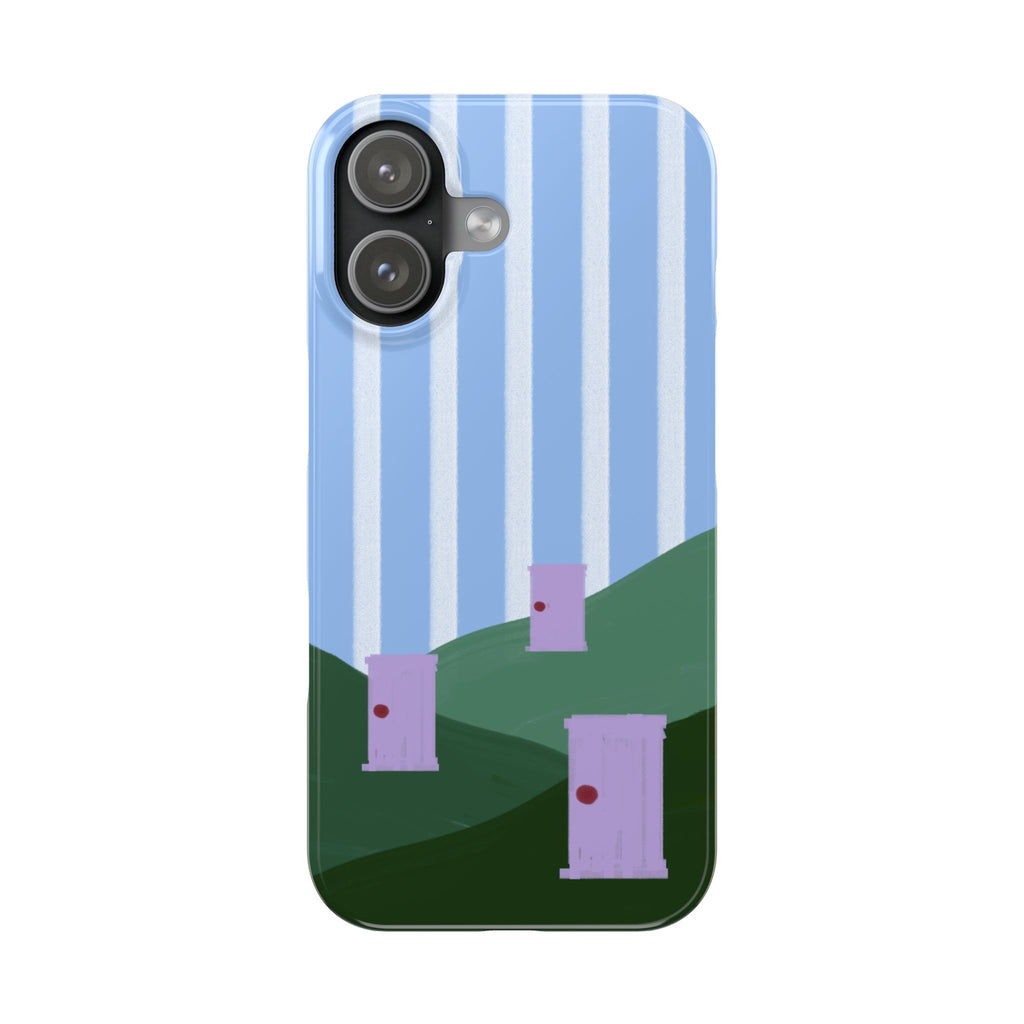 Slim Phone Case — Whimsical Purple Doorway on Green Hills Backrooms-Inspired