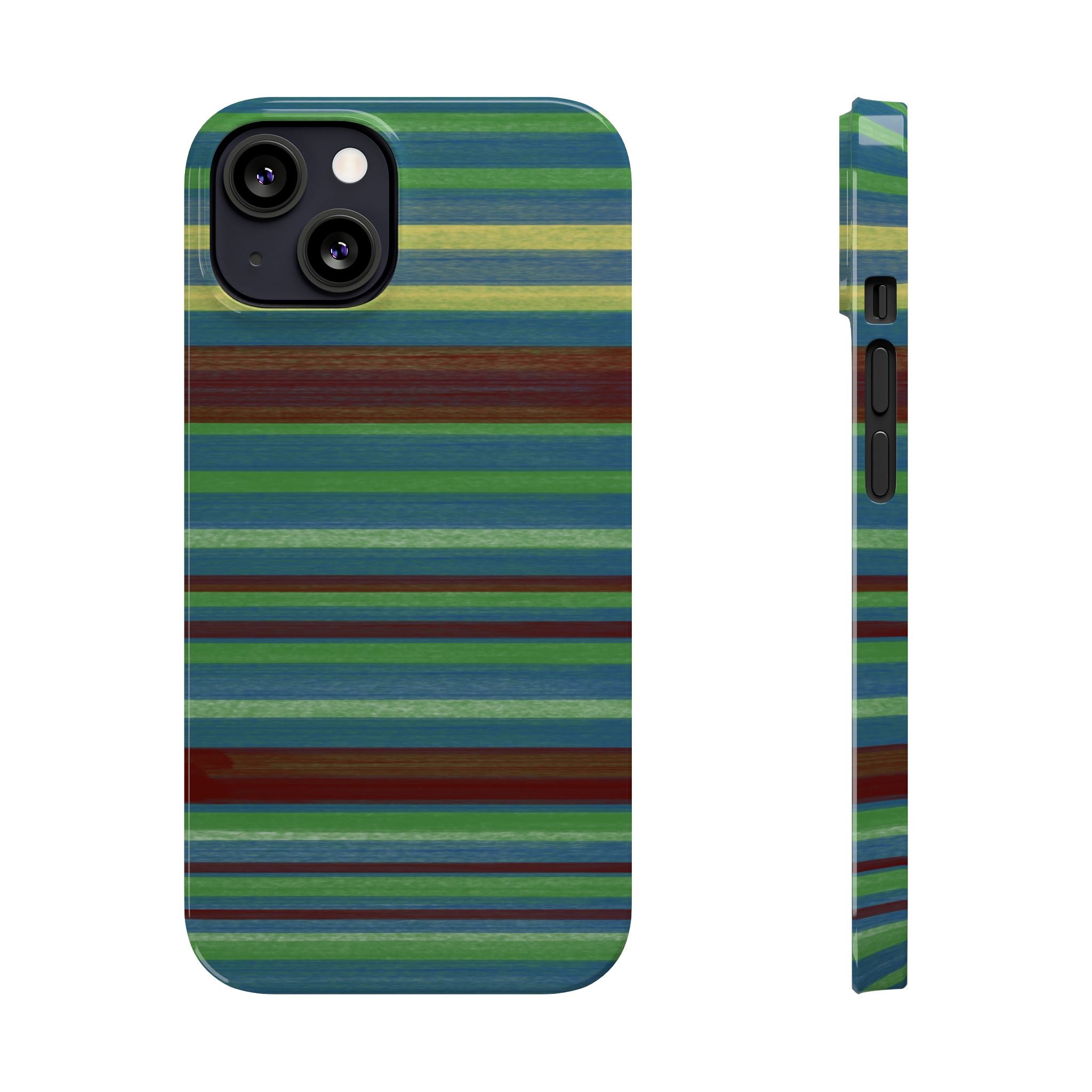 Striped Green Slim Phone Case — Blue & Teal Horizontal Stripes SATC Inspired
