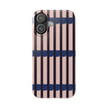 Slim Phone Case — Minimalist Blush & Navy Stripe Pattern