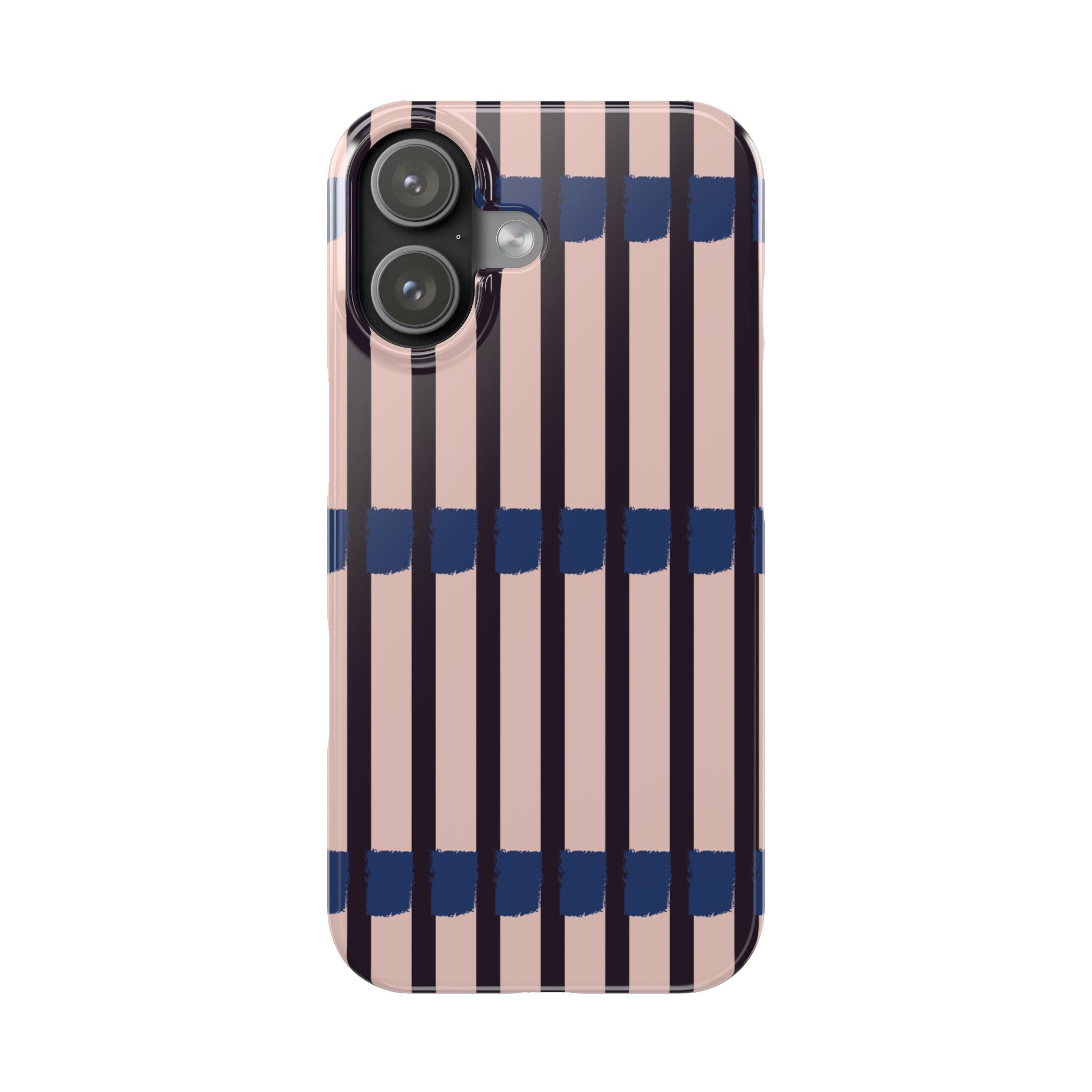Slim Phone Case — Minimalist Blush & Navy Stripe Pattern