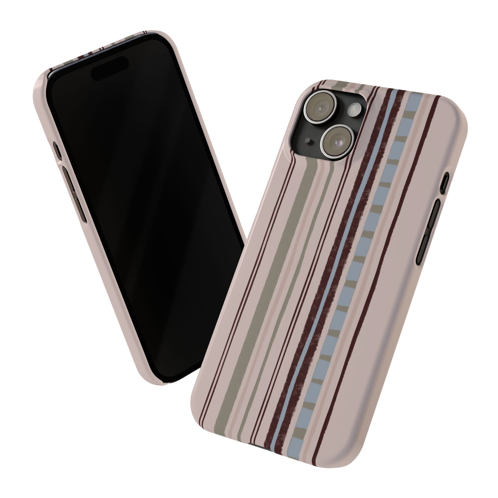 Slim Phone Case — Vintage Striped Pattern, Neutral Earthtone Protective Cover