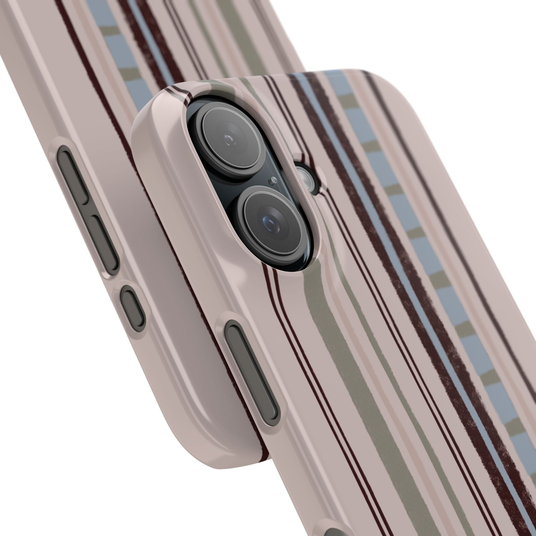Slim Phone Case — Vintage Striped Pattern, Neutral Earthtone Protective Cover