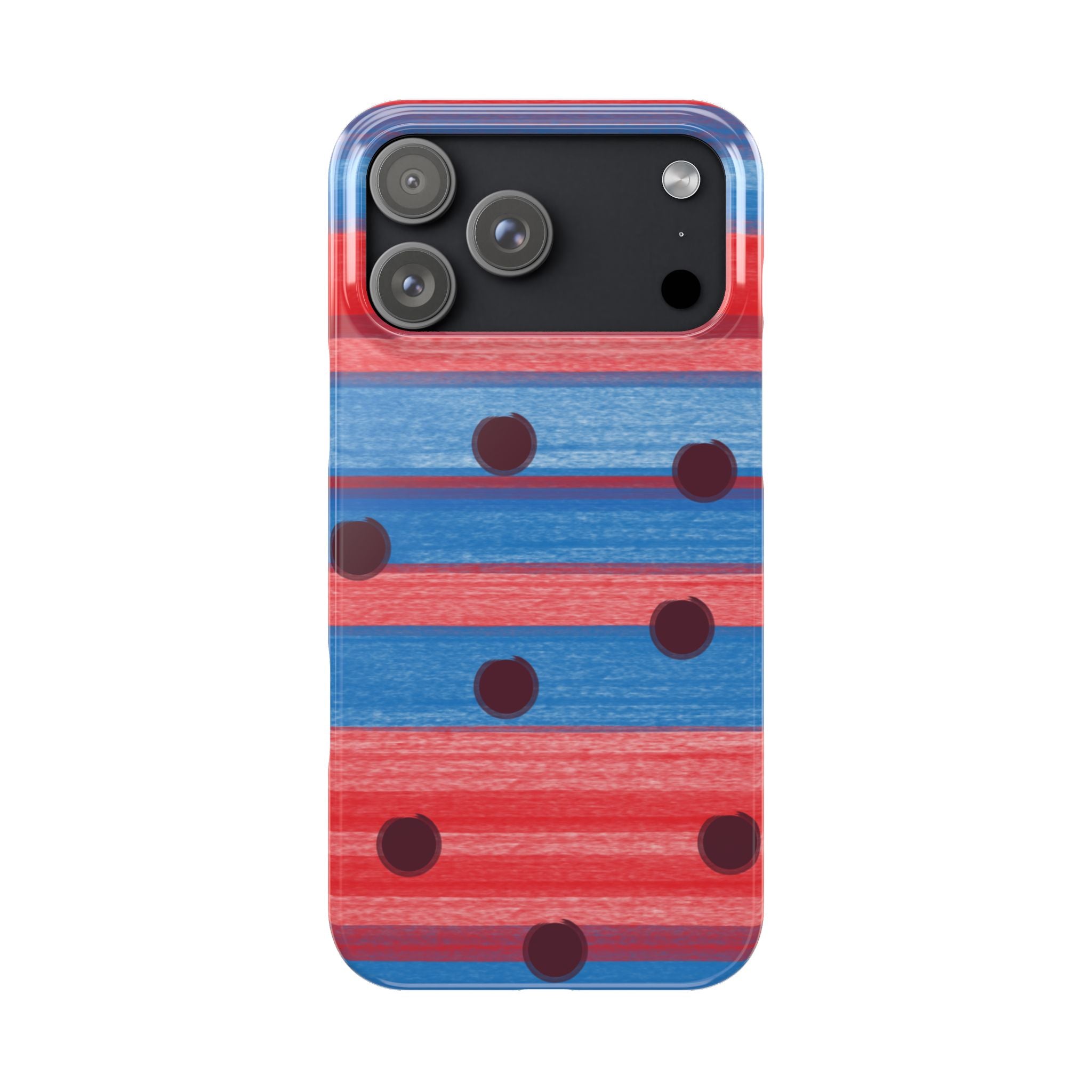 Slim Phone Case — Red & Blue Striped Polka Dot Pattern SATC Inspired