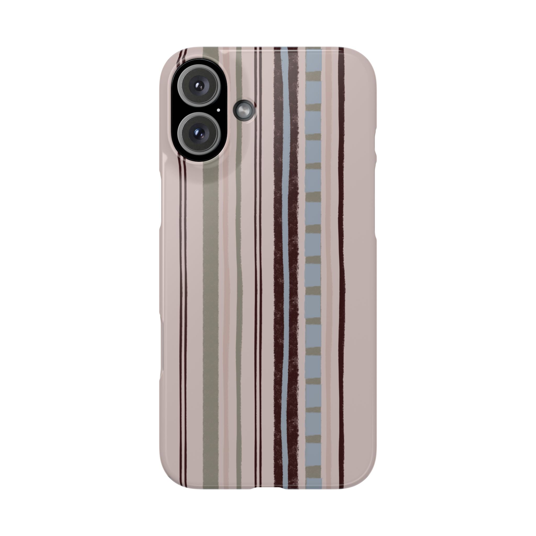 Slim Phone Case — Vintage Striped Pattern, Neutral Earthtone Protective Cover