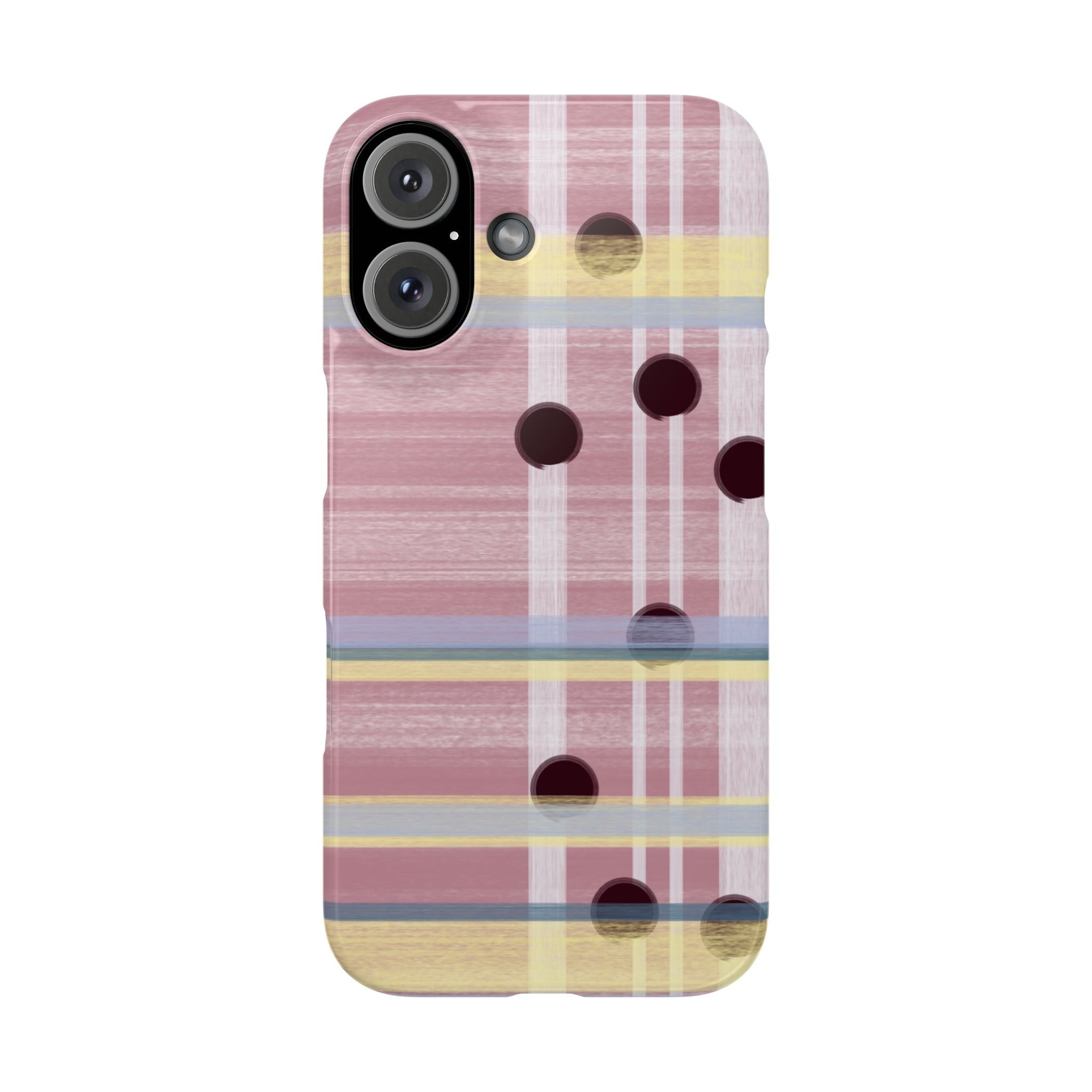 Slim Phone Case — Pink Plaid with Polka Dot Accent SATC Inspired