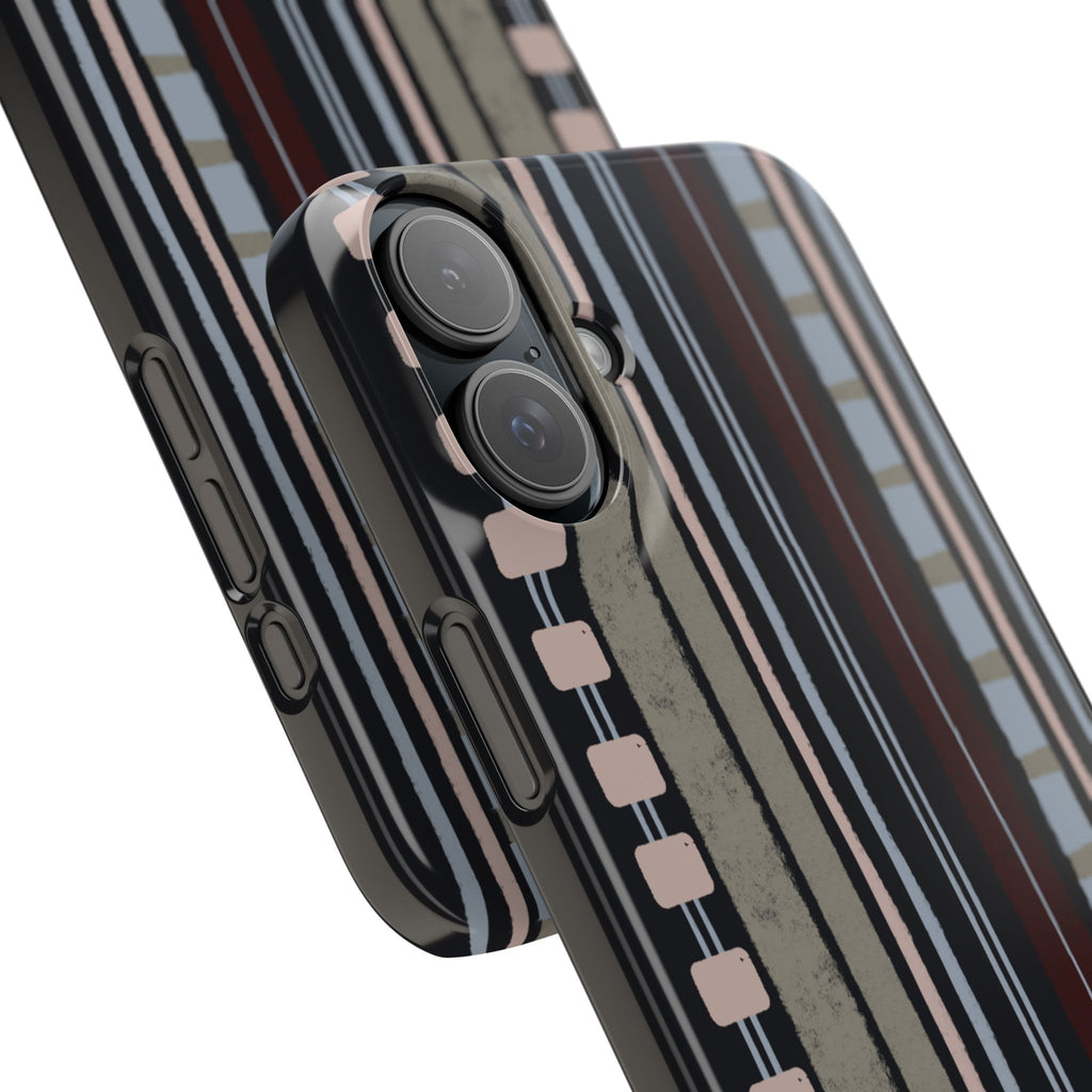 Slim Phone Case — Vintage Striped Pattern, Neutral Earthtone Protective Cover