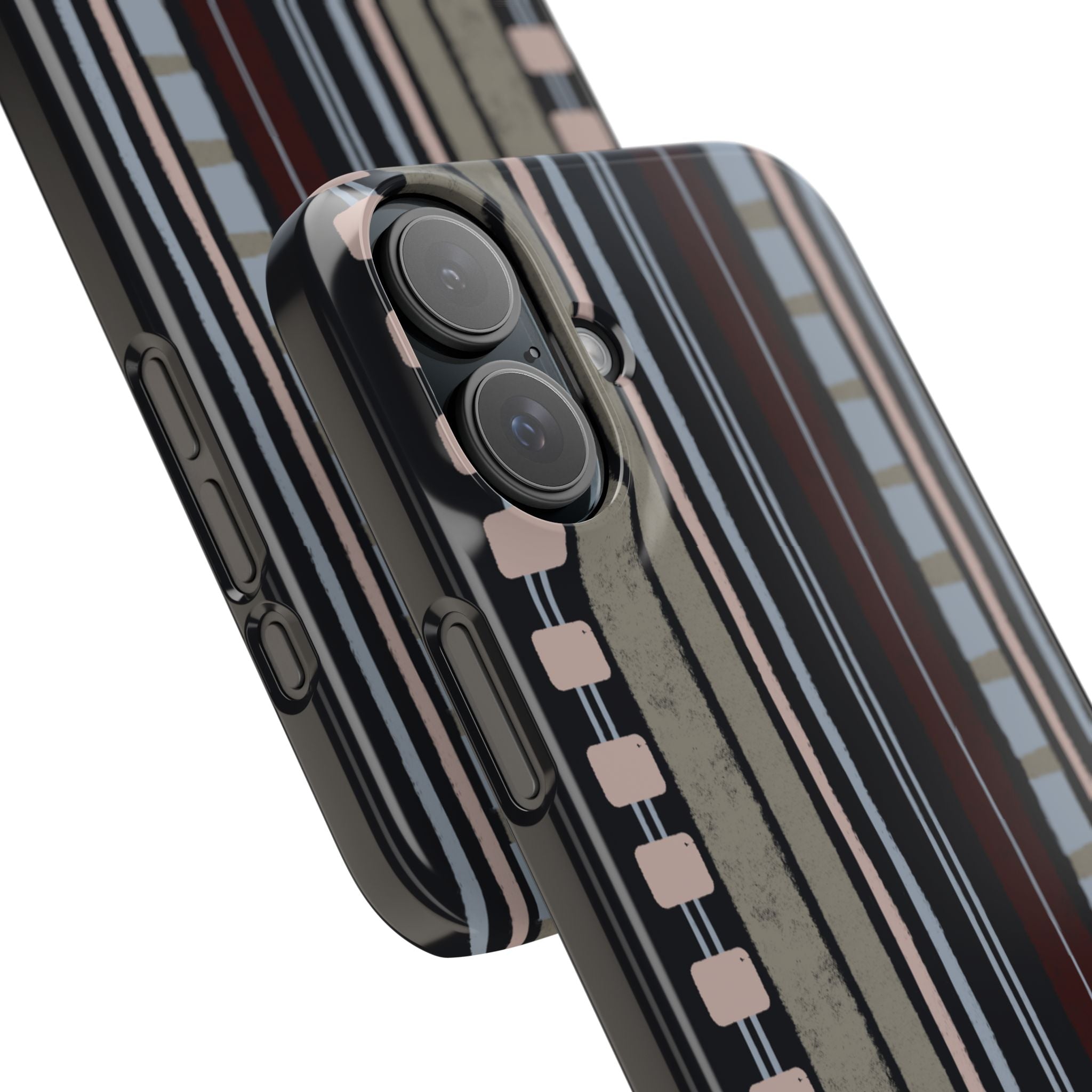 Slim Phone Case — Vintage Striped Pattern, Neutral Earthtone Protective Cover