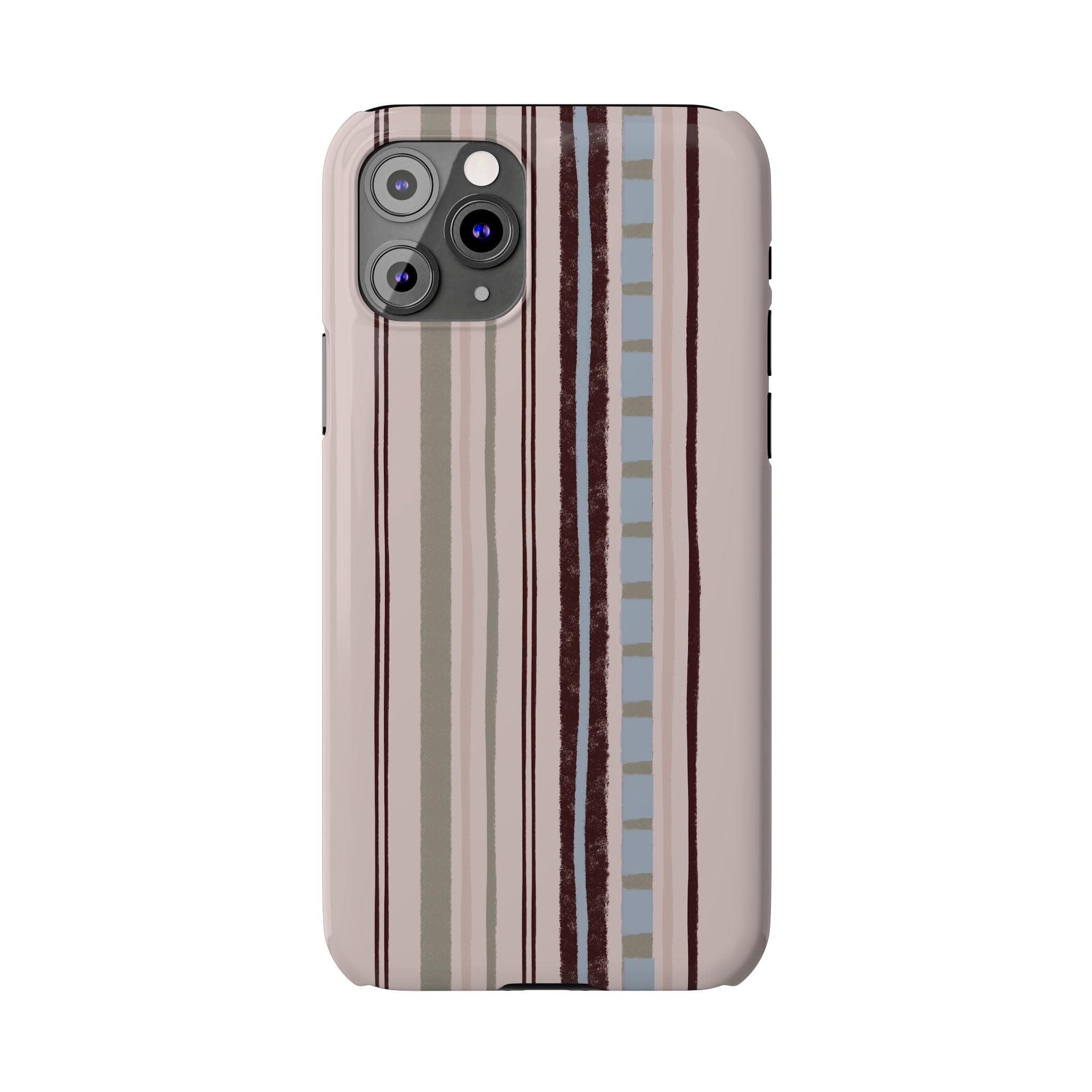 Slim Phone Case — Vintage Striped Pattern, Neutral Earthtone Protective Cover