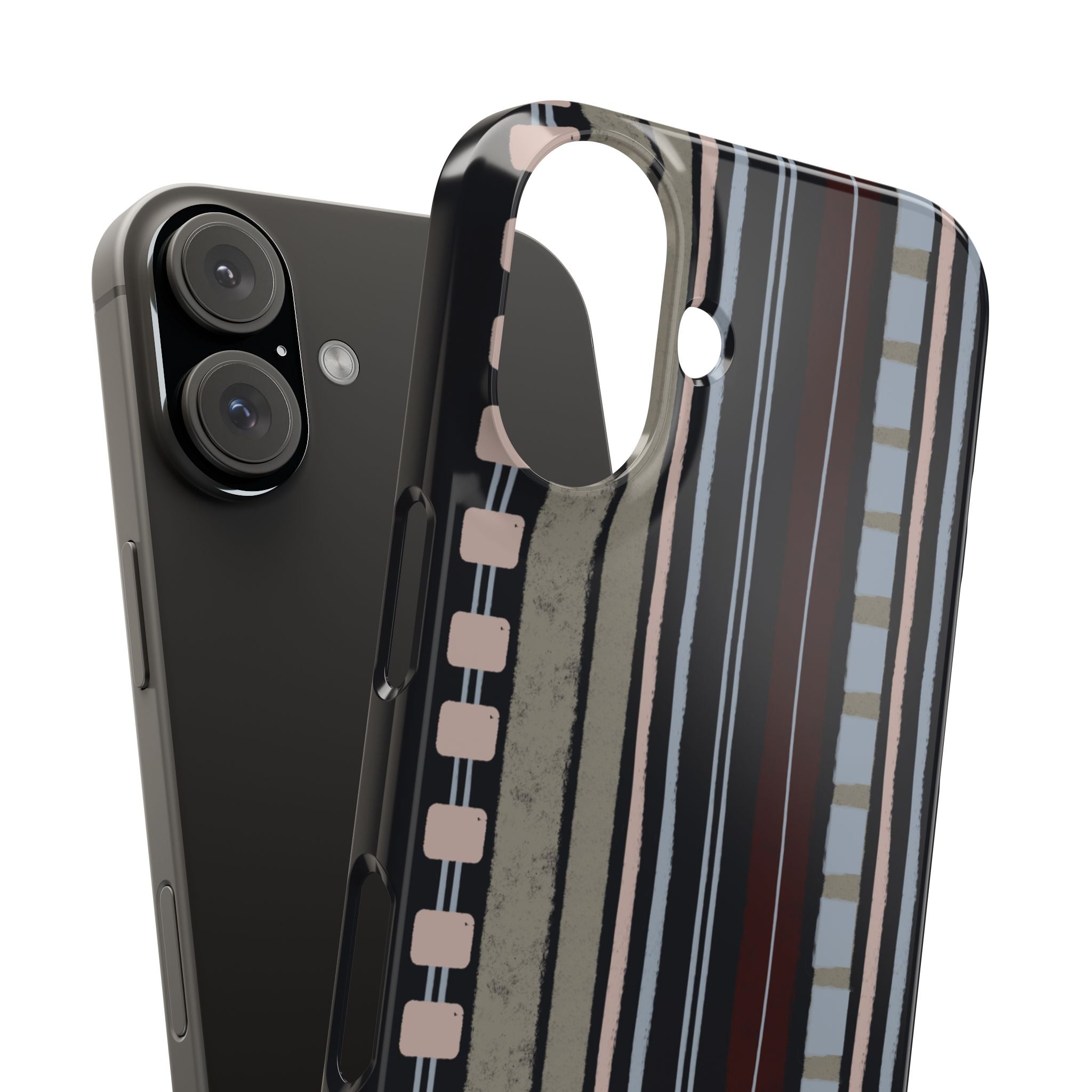 Slim Phone Case — Vintage Striped Pattern, Neutral Earthtone Protective Cover