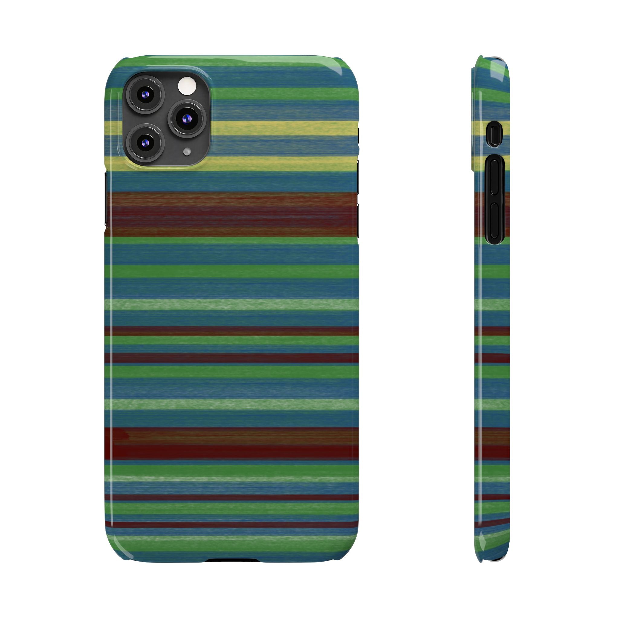 Striped Green Slim Phone Case — Blue & Teal Horizontal Stripes SATC Inspired