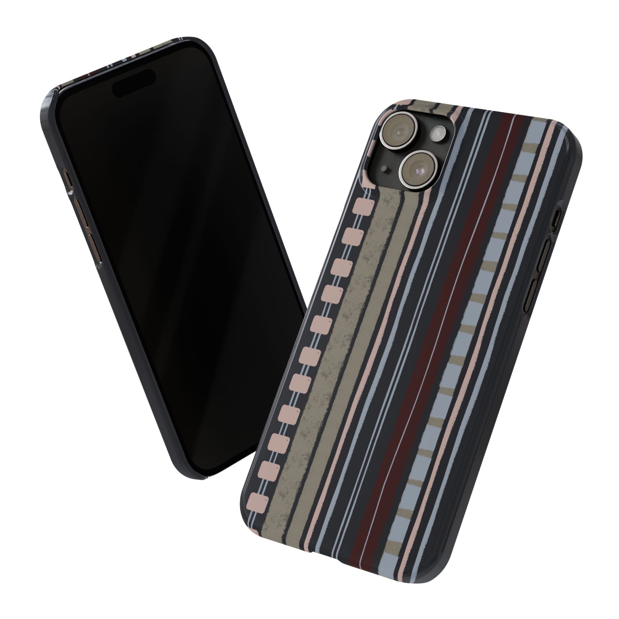 Slim Phone Case — Vintage Striped Pattern, Neutral Earthtone Protective Cover