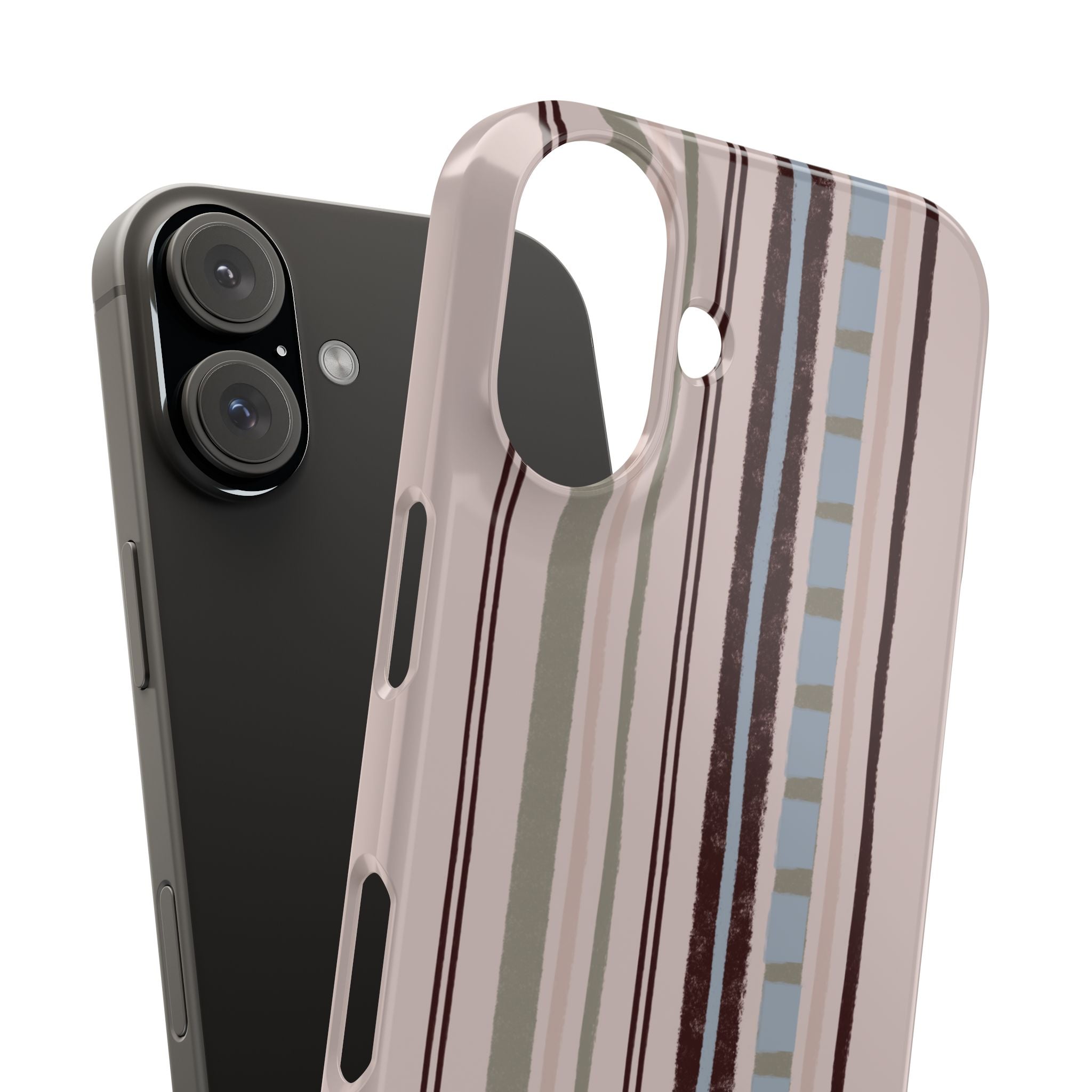 Slim Phone Case — Vintage Striped Pattern, Neutral Earthtone Protective Cover