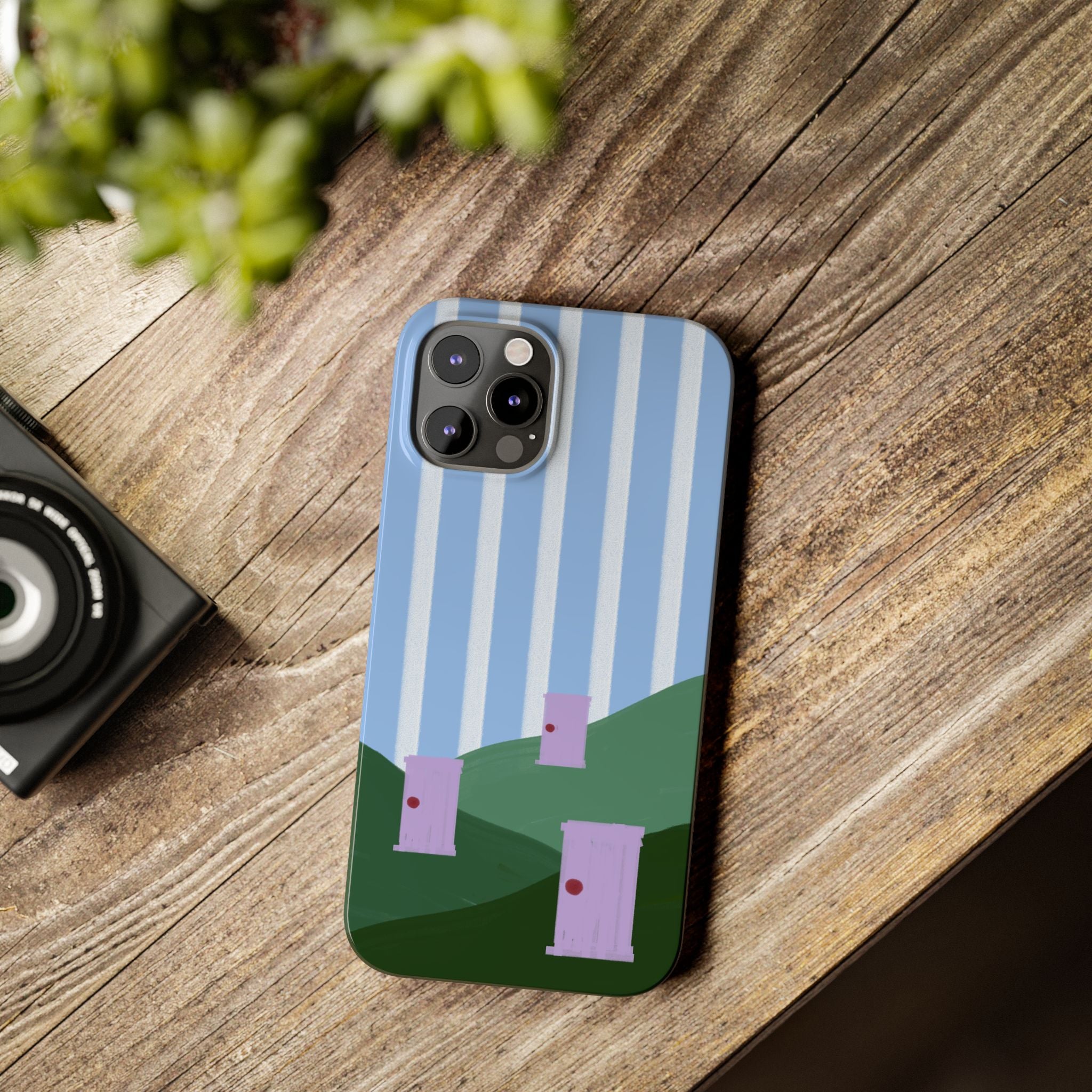 Slim Phone Case — Whimsical Purple Doorway on Green Hills Backrooms-Inspired