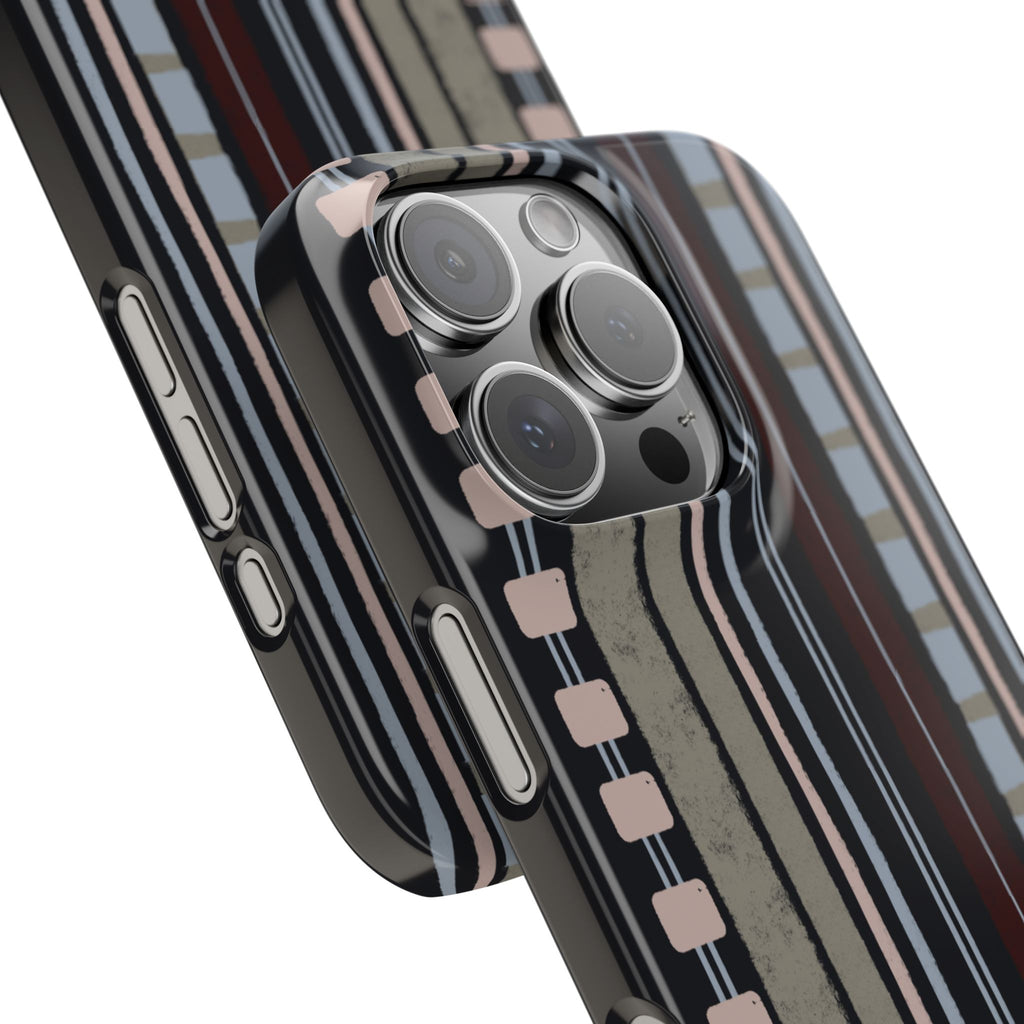 Slim Phone Case — Vintage Striped Pattern, Neutral Earthtone Protective Cover
