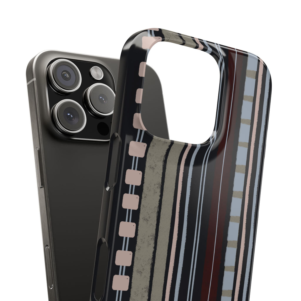 Slim Phone Case — Vintage Striped Pattern, Neutral Earthtone Protective Cover