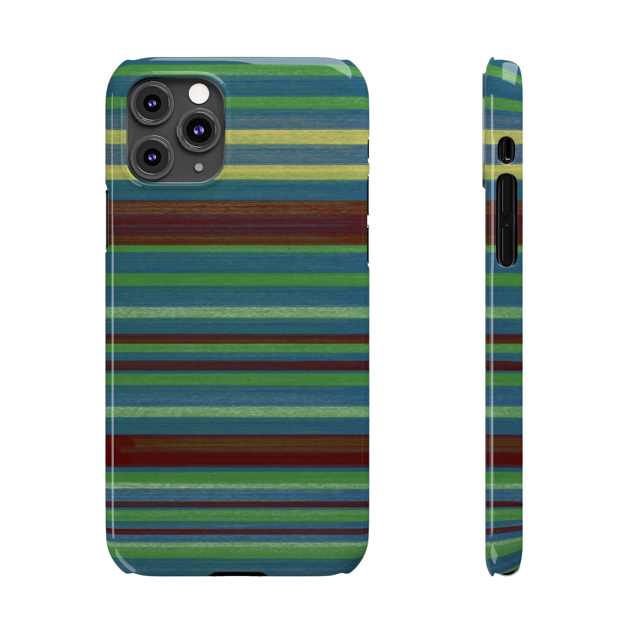 Striped Green Slim Phone Case — Blue & Teal Horizontal Stripes SATC Inspired