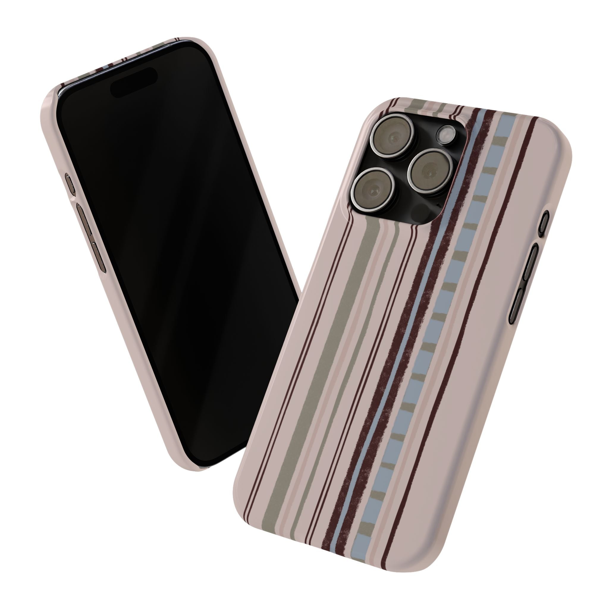 Slim Phone Case — Vintage Striped Pattern, Neutral Earthtone Protective Cover