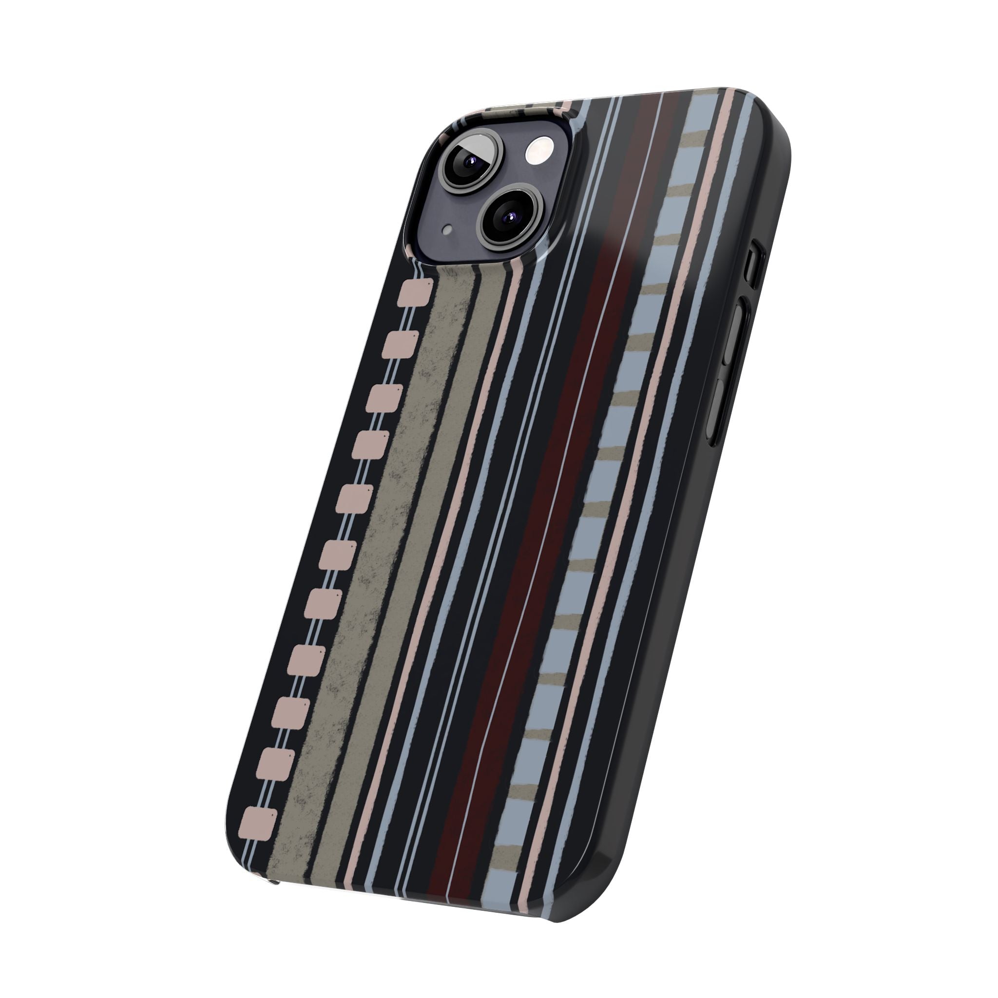 Slim Phone Case — Vintage Striped Pattern, Neutral Earthtone Protective Cover