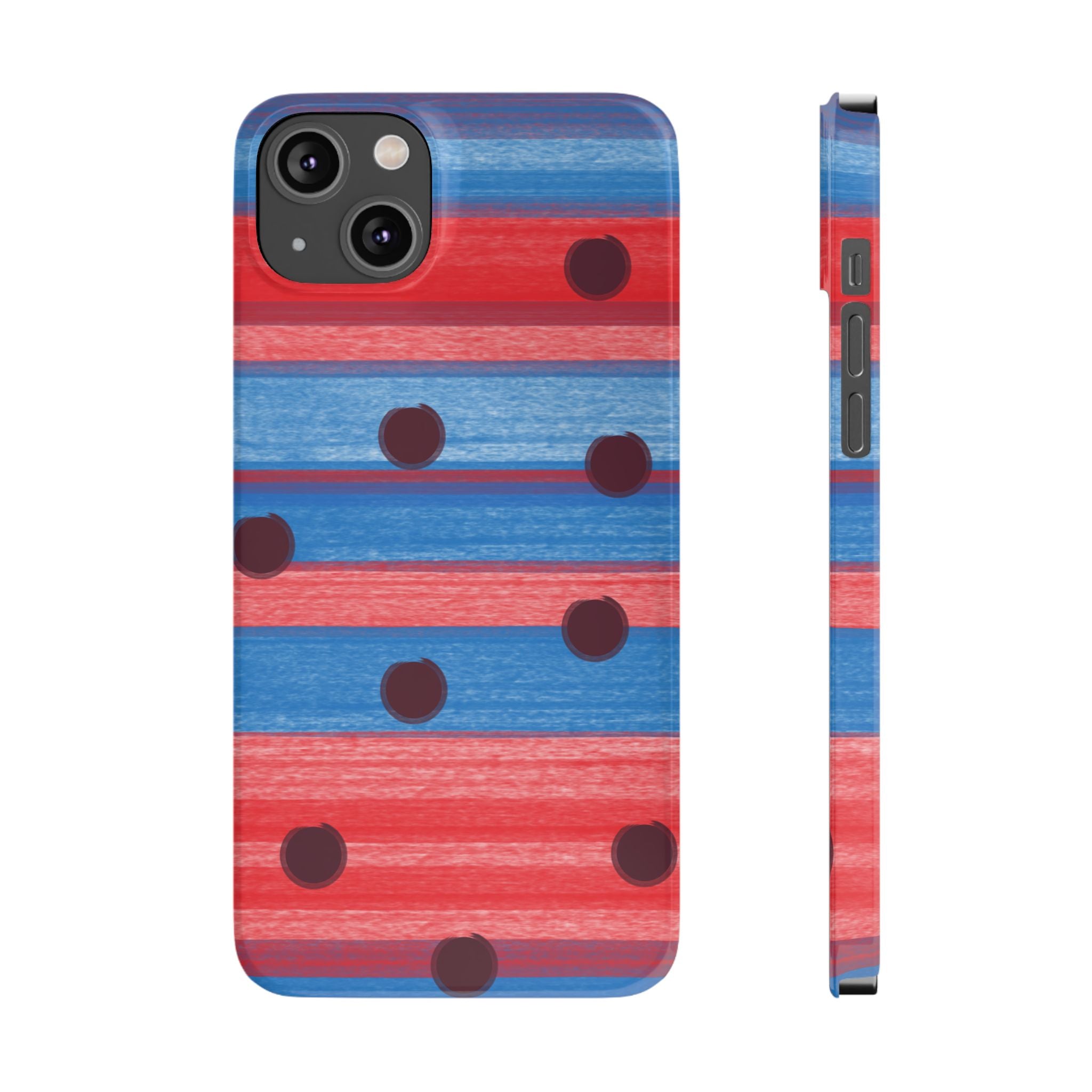 Slim Phone Case — Red & Blue Striped Polka Dot Pattern SATC Inspired