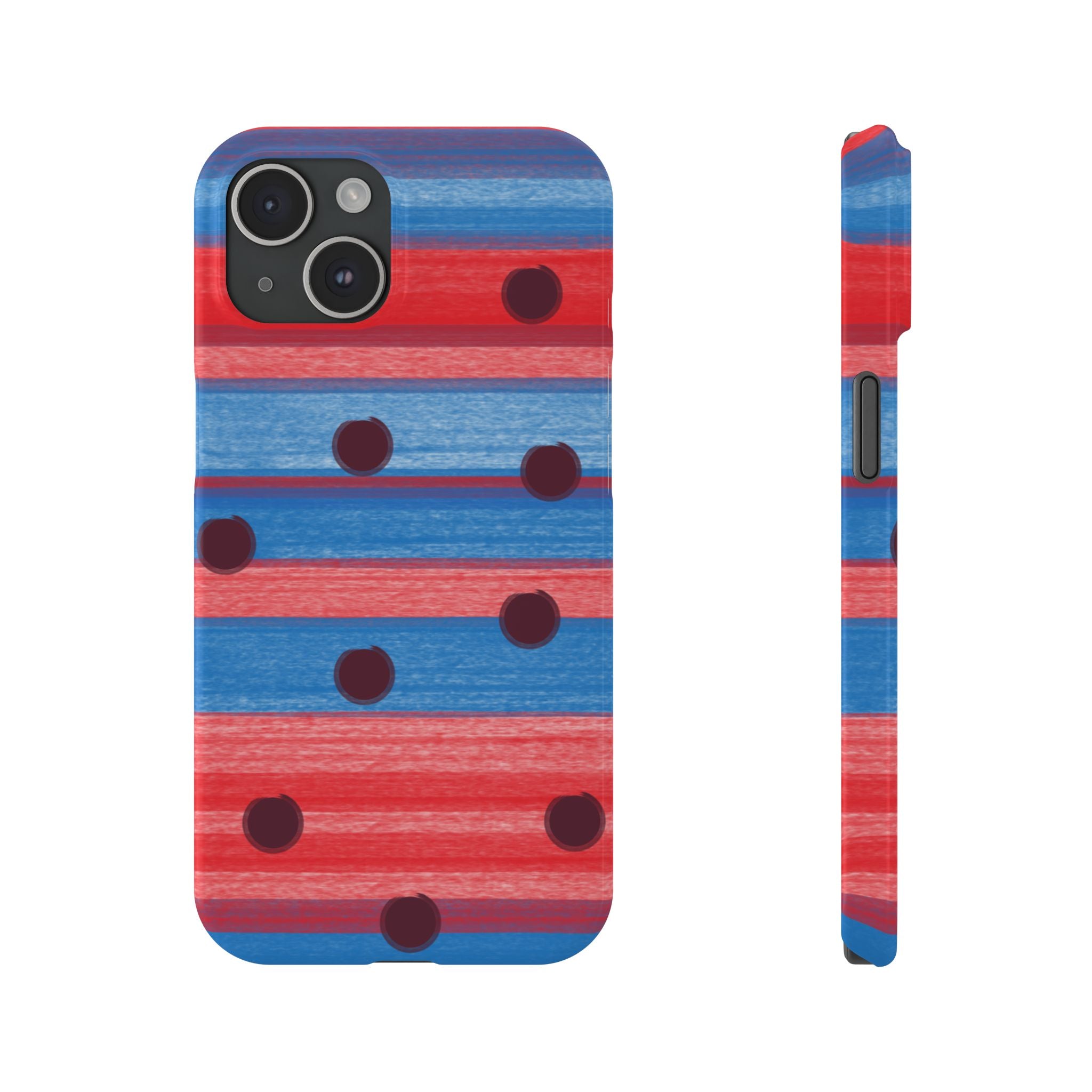 Slim Phone Case — Red & Blue Striped Polka Dot Pattern SATC Inspired