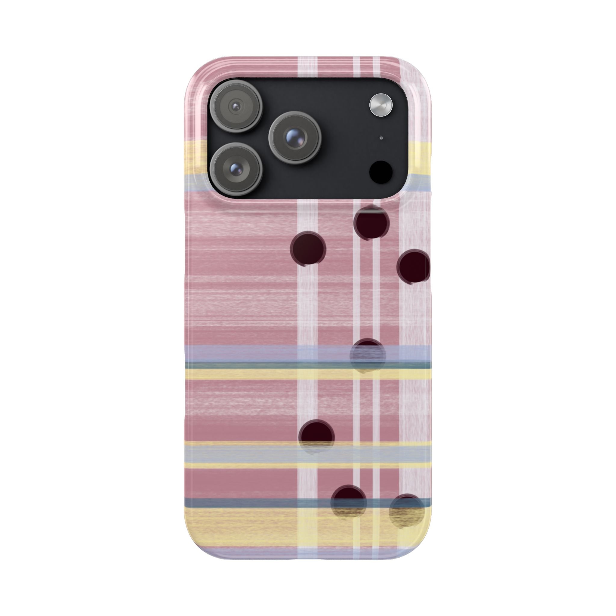 Slim Phone Case — Pink Plaid with Polka Dot Accent SATC Inspired