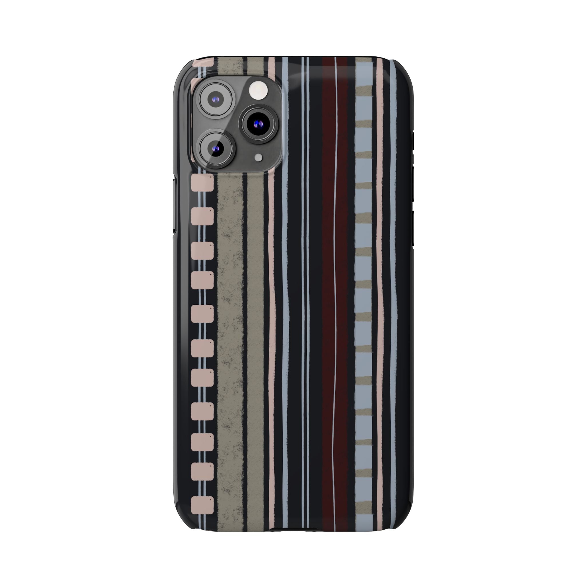 Slim Phone Case — Vintage Striped Pattern, Neutral Earthtone Protective Cover