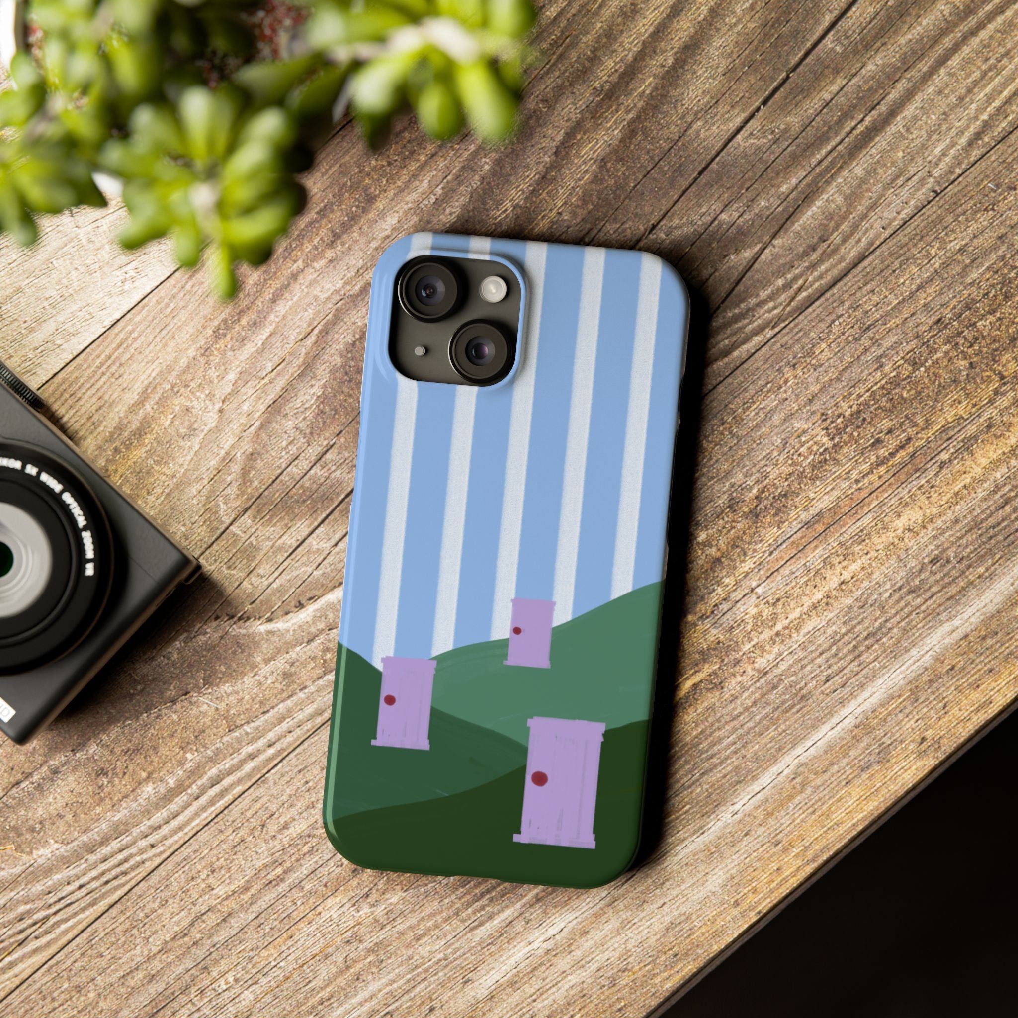 Slim Phone Case — Whimsical Purple Doorway on Green Hills Backrooms-Inspired