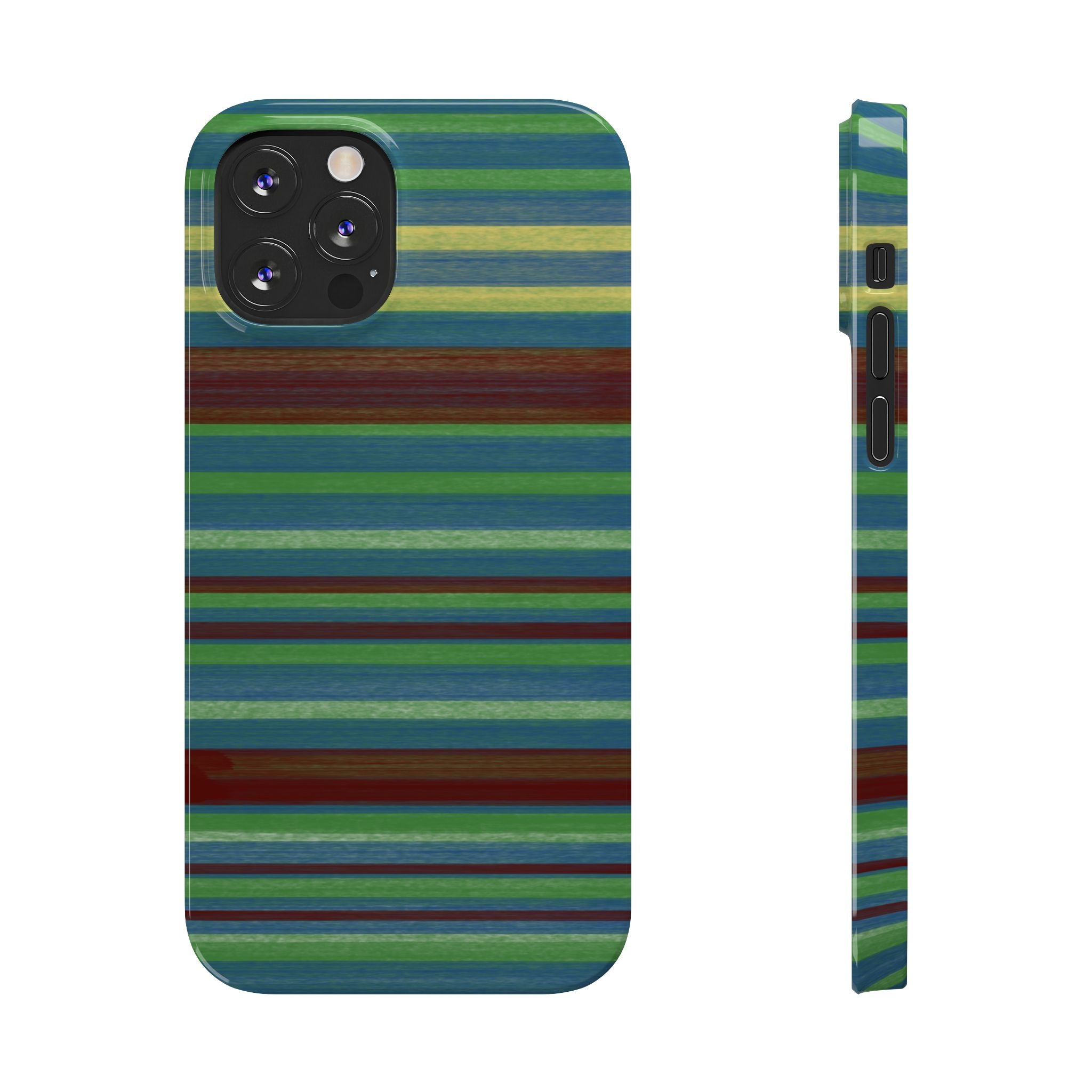 Striped Green Slim Phone Case — Blue & Teal Horizontal Stripes SATC Inspired
