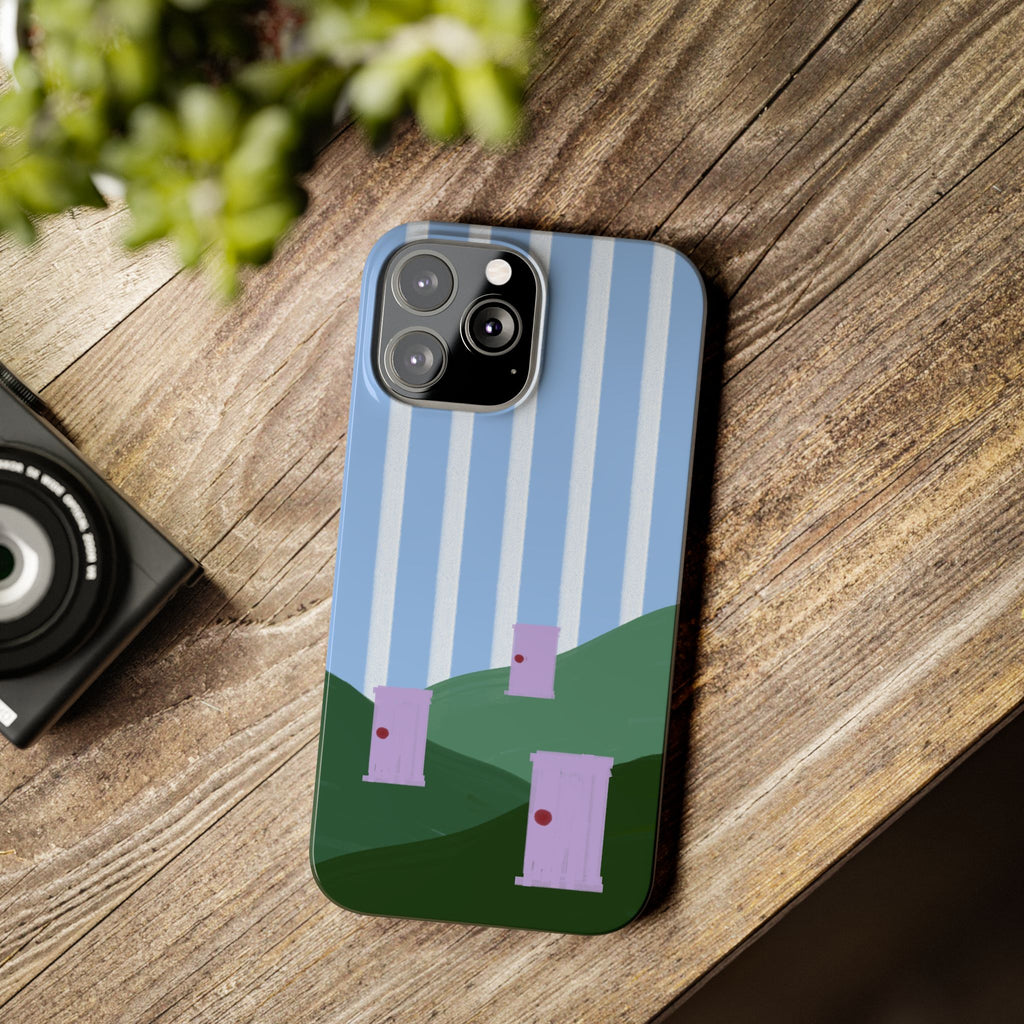 Slim Phone Case — Whimsical Purple Doorway on Green Hills Backrooms-Inspired