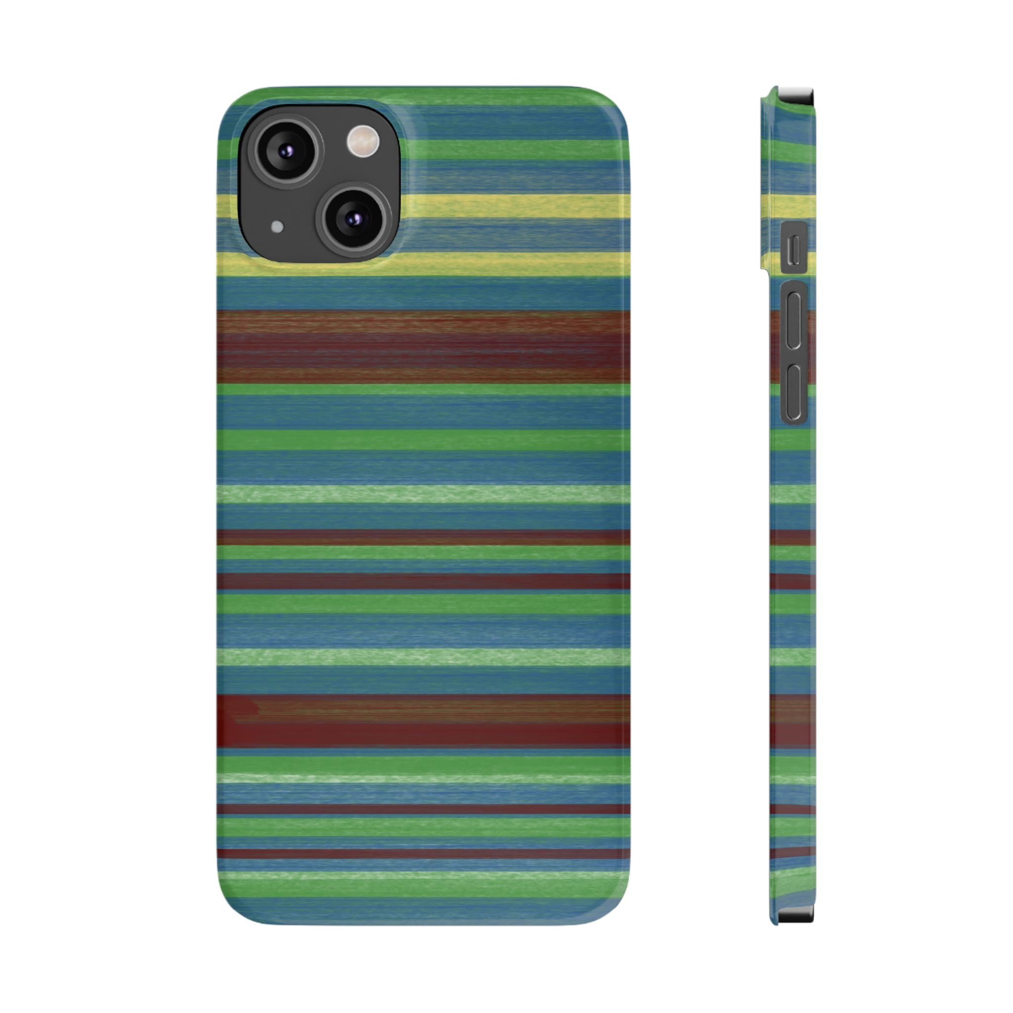 Striped Green Slim Phone Case — Blue & Teal Horizontal Stripes SATC Inspired