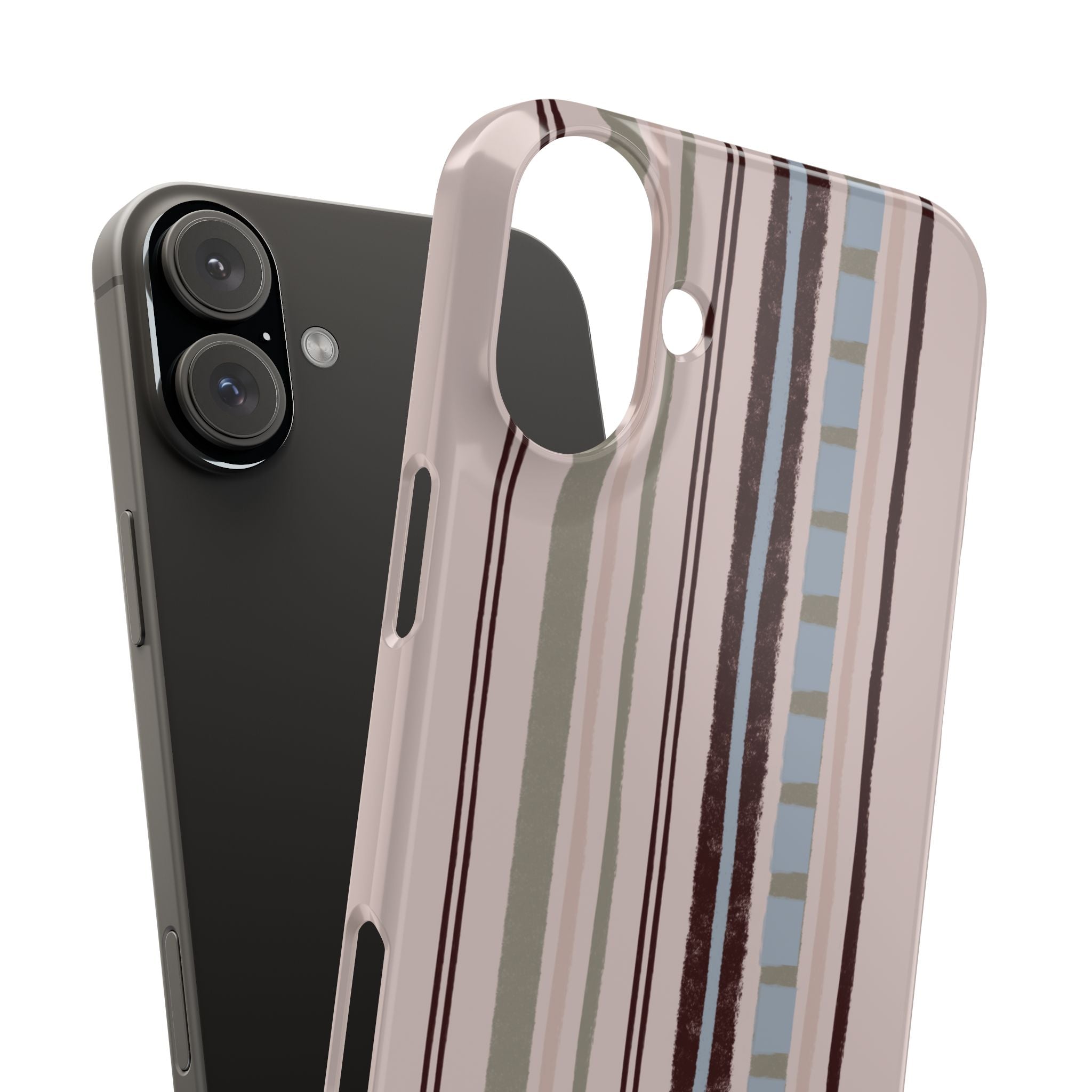 Slim Phone Case — Vintage Striped Pattern, Neutral Earthtone Protective Cover