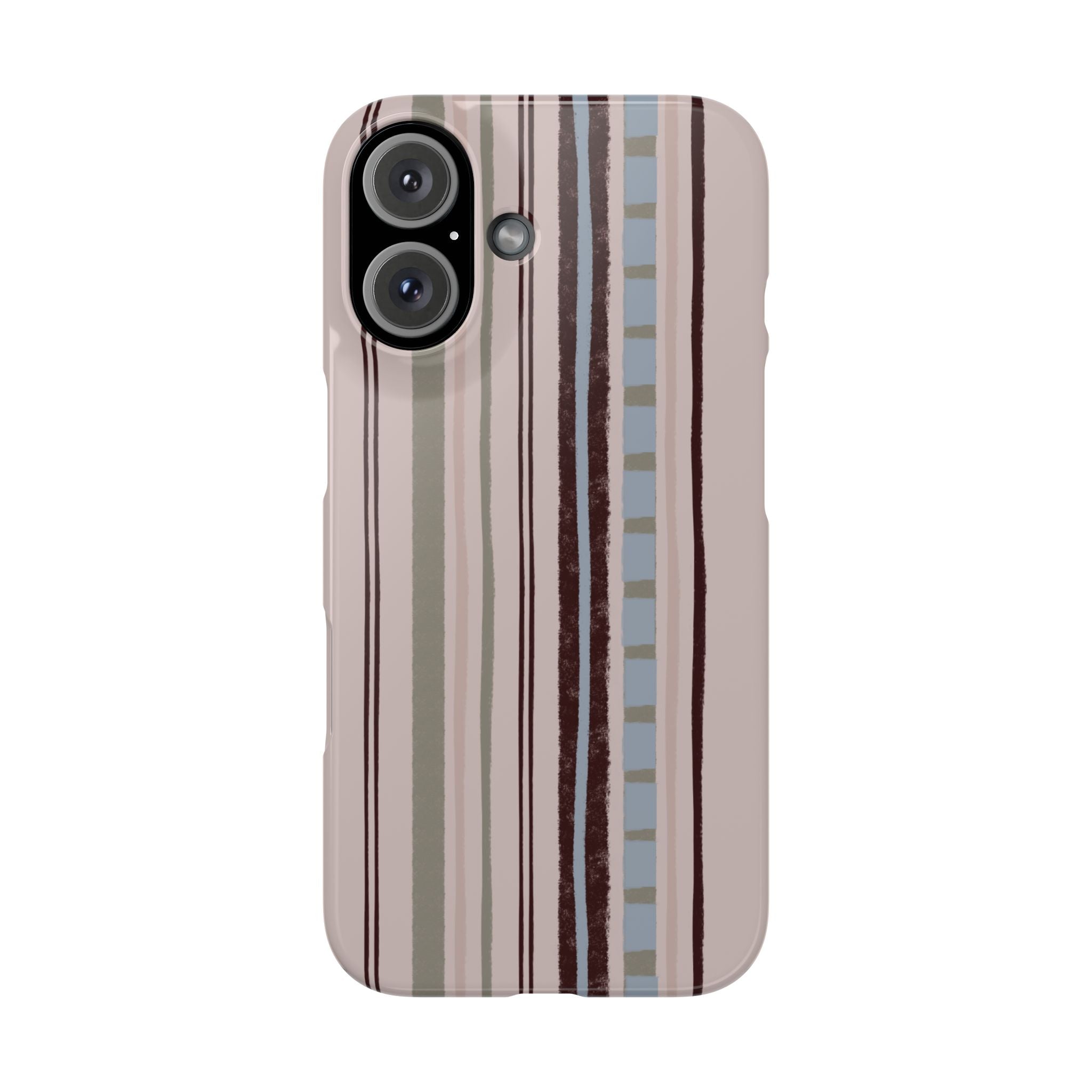 Slim Phone Case — Vintage Striped Pattern, Neutral Earthtone Protective Cover
