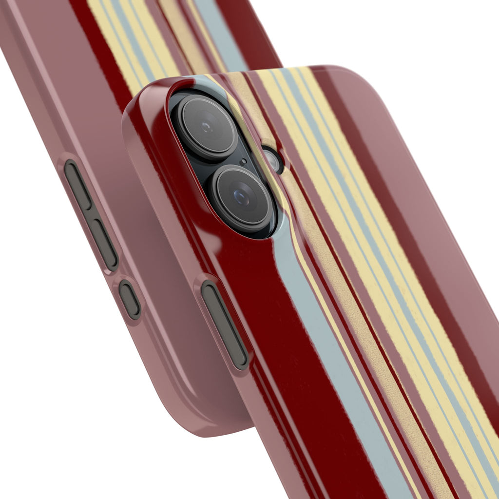 Slim Phone Case — Retro Vertical Stripe Design (Red, Blush, Cream)
